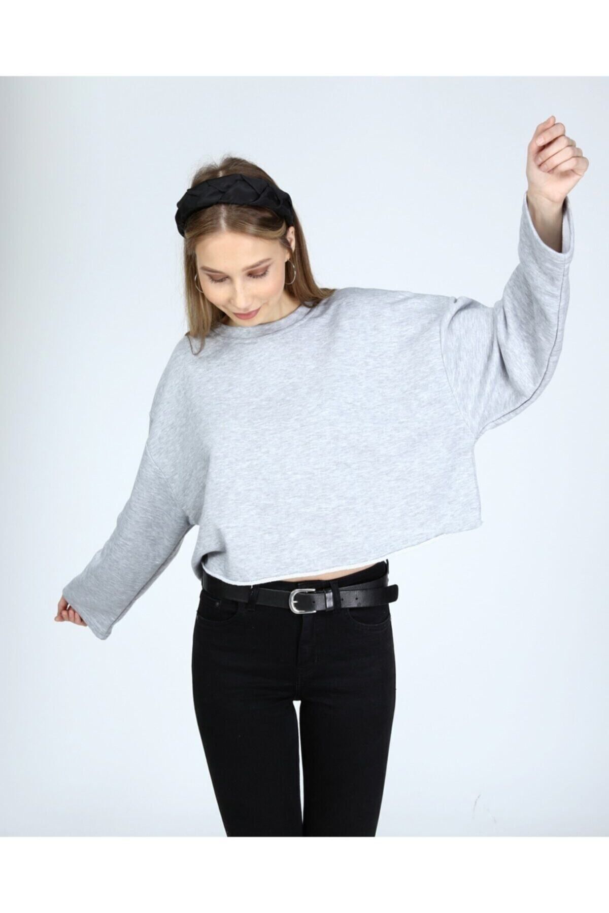 BASICA Kadın Gri Basic Sweatshirt