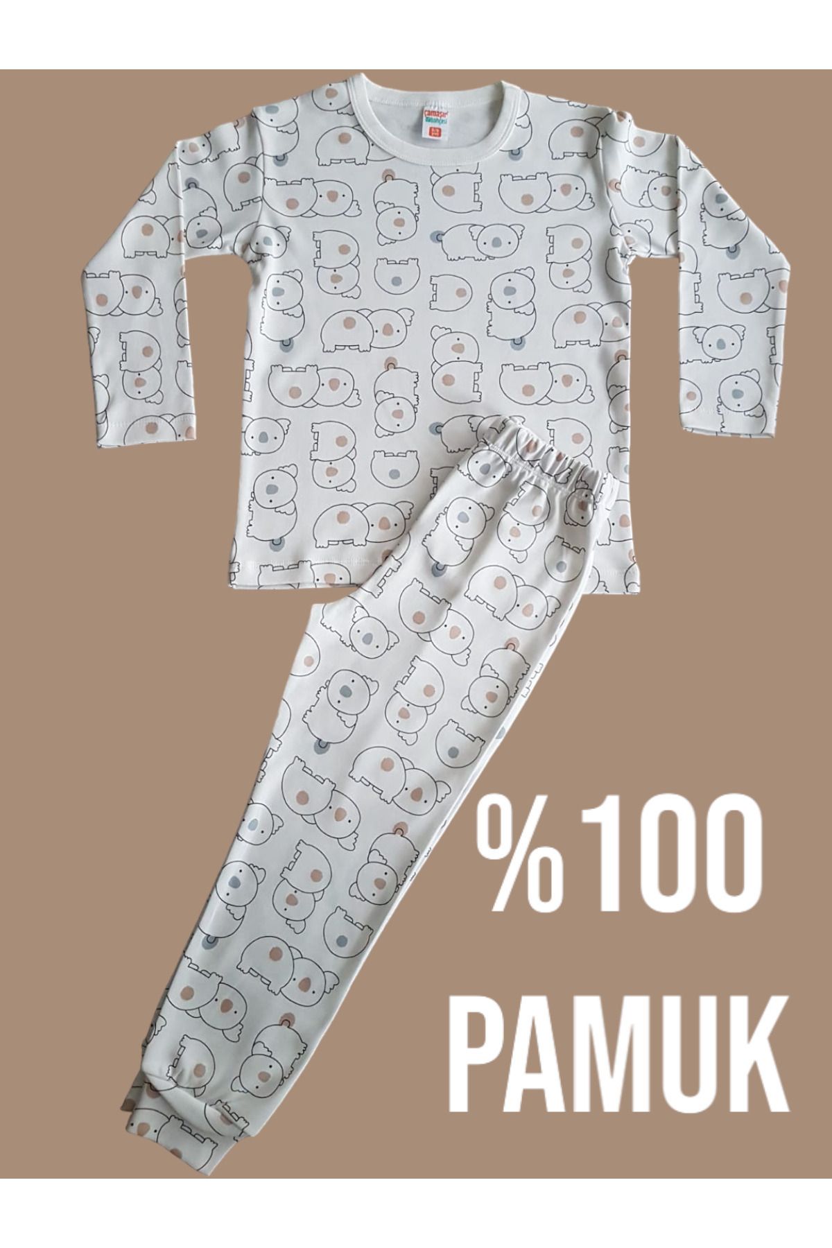 Çamaşır Bahçesi Uzun Kollu Desenli Çocuk Pijama Takım #baskılıçocukpijamatakım #çamaşırbahçesi #koaladesenli