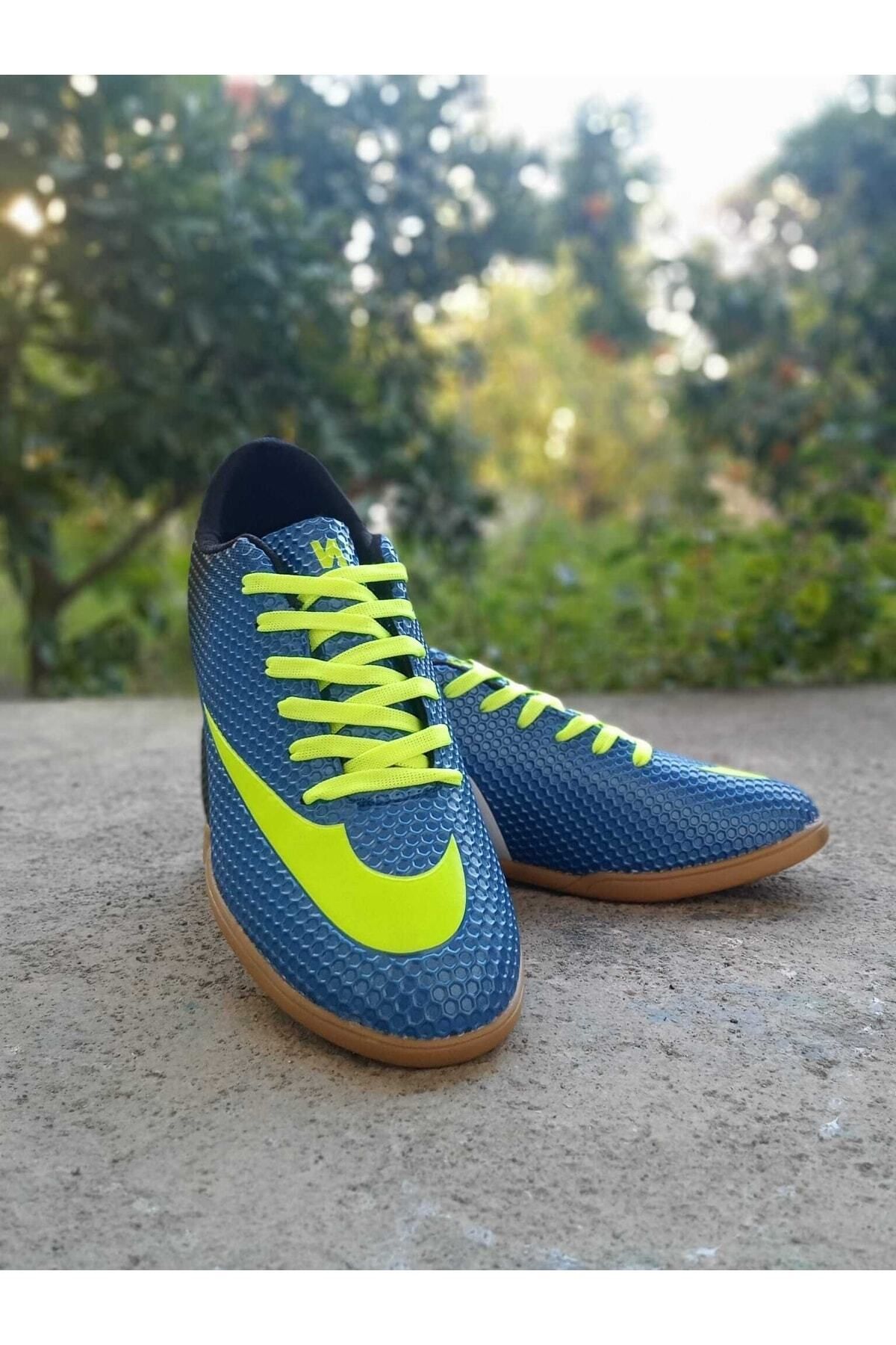 orkistore Unisex Mavi Sarı Voleybol Hentbol Futsal Salon Ayakkabısı Kaymaz Kauçuk Taban Pomem Parkurayakkabısı