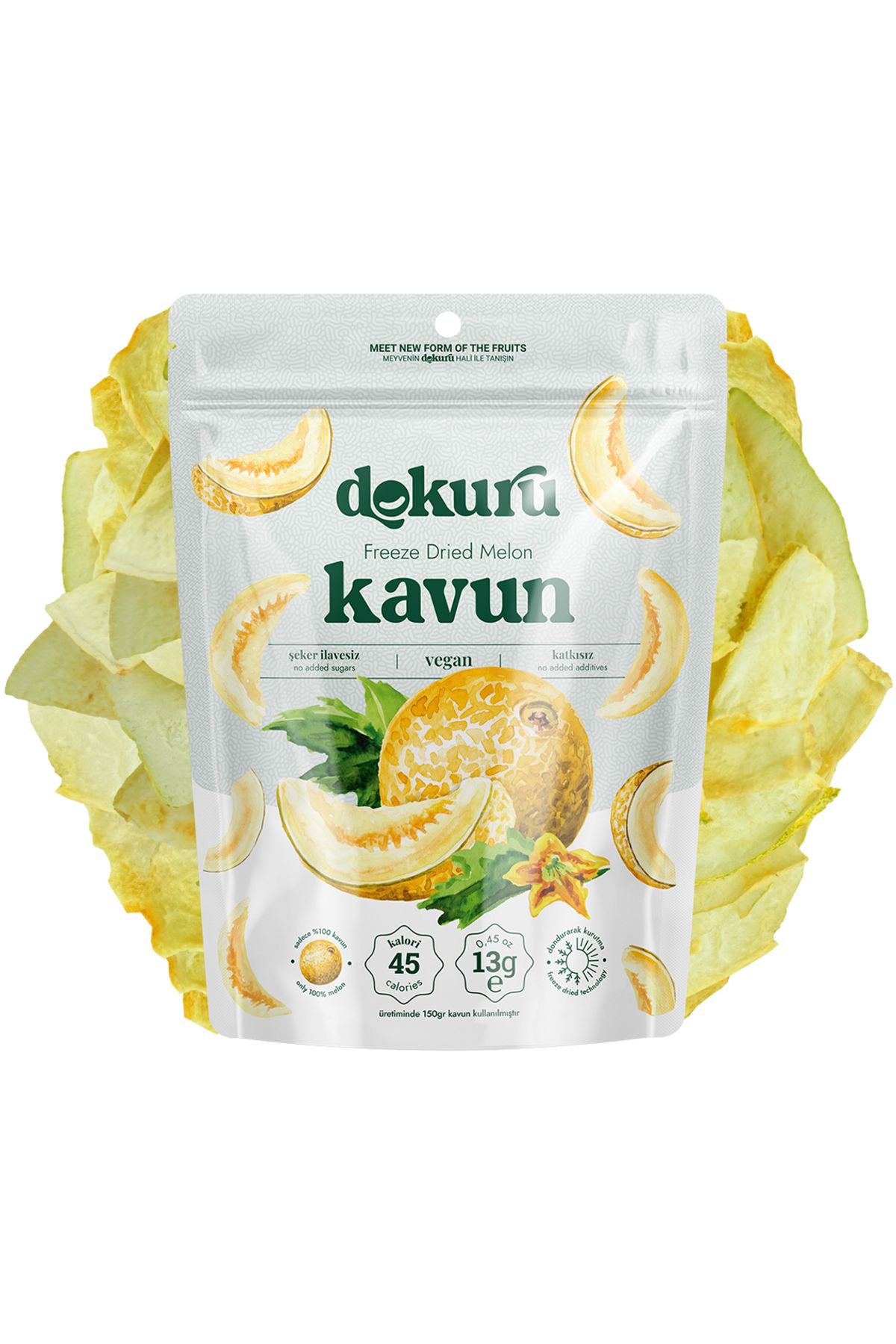 dokuru Kavun Kurusu Meyve Cipsi - Dondurularak Kurutulmuş Freeze Dried Çıtır Kavun