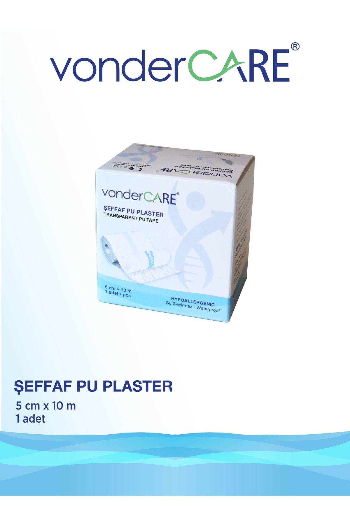 vonderCARE Şeffaf PU Flaster 5cmx10m (Su Geçirmez Banyo Ve Dövme Bandı)