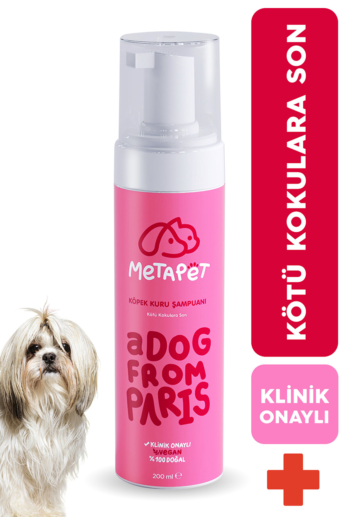 Metapet Koku Giderici Kuru Köpük Köpek Şampuanı, Doğal Ve Organik Köpek Parfümü, Yavrular Için Uygun 200 Ml