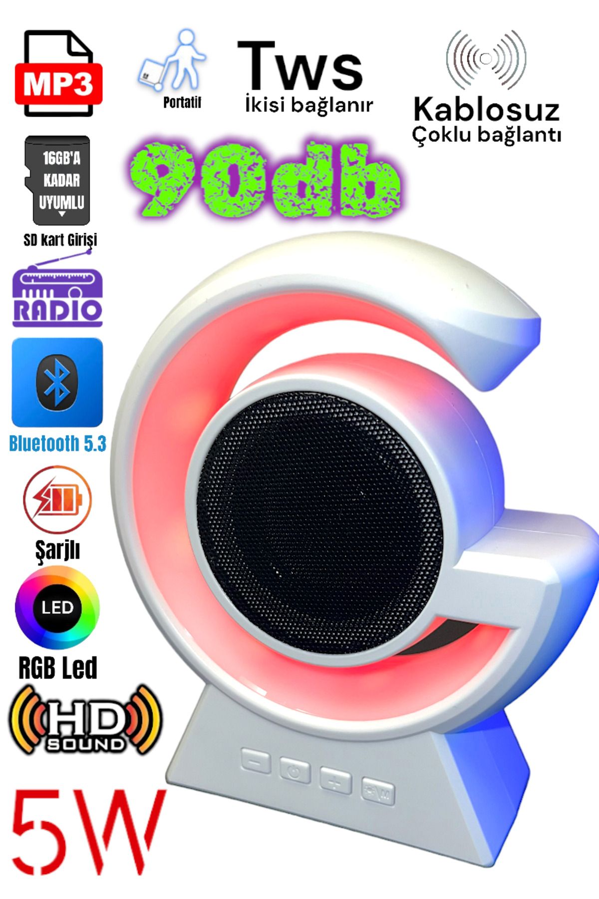 MATEO Işıklı Bluetooth Hoparlör Ses Bombası Yüksek Ses Rgb Fm Yeni 2024