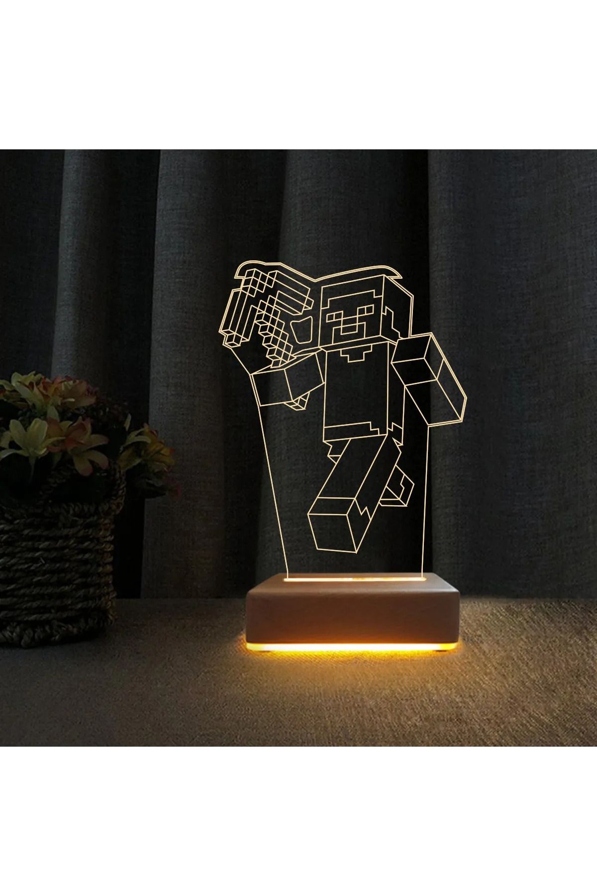 Vipyol 3D Led Gece Lambası Minecraft Tasarım Çocuk Odası Doğum Günü Hediyesi