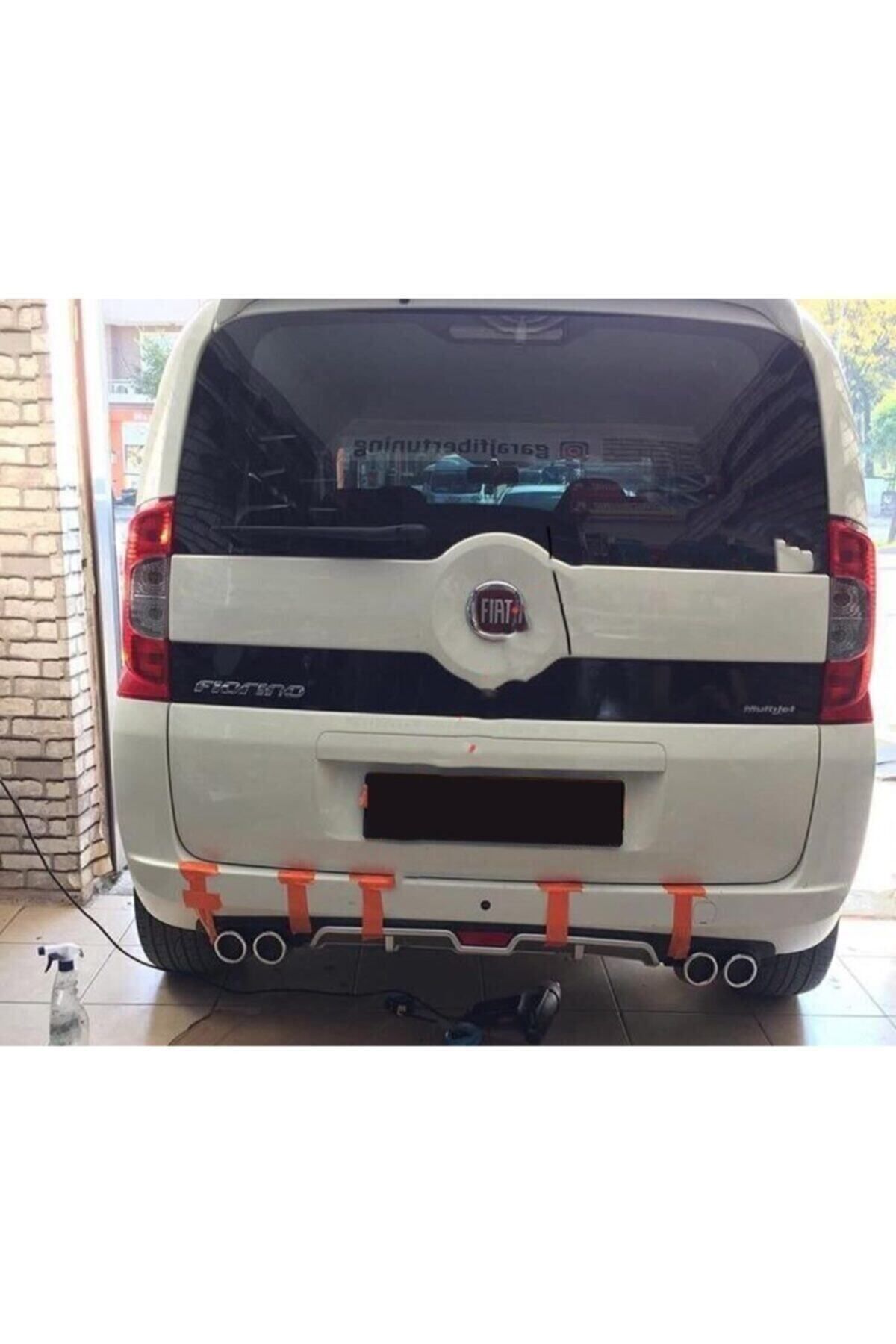 EzBer Aksesuar Fiat Fiorino Arka Tampon Egzoz Görünümlü Difüzör Gri Plastik 4 Egzoz Çıkışlı