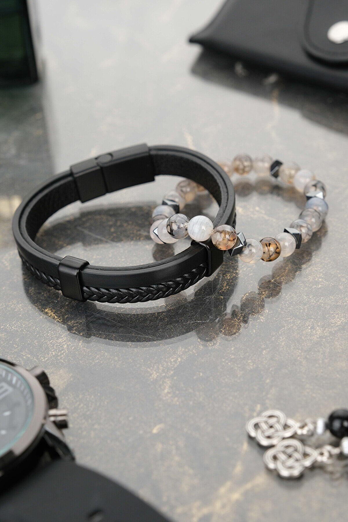 Jack Ferrero ERKEK DERİ VE DOĞALTAŞ ORİJİNAL BİLEKLİK SETİ Fiyatı