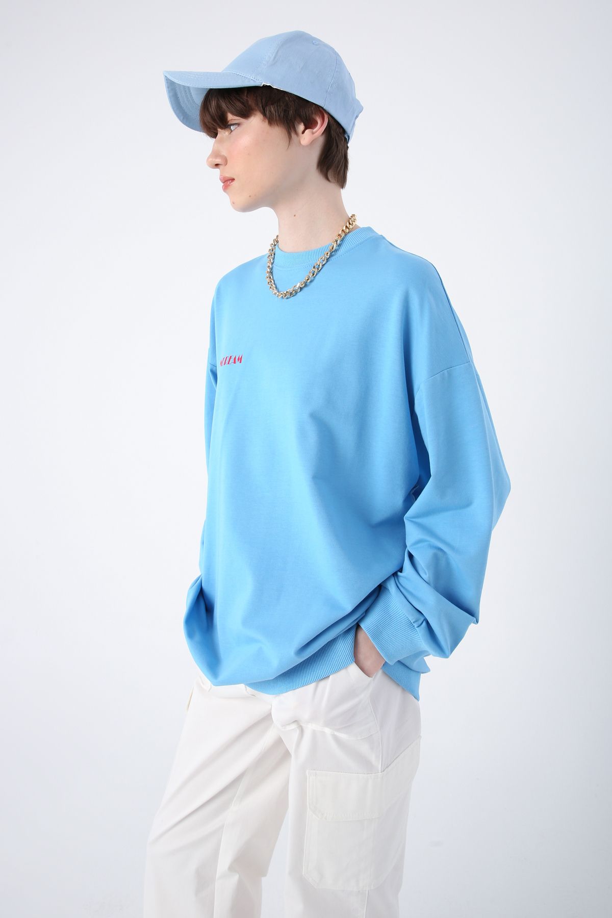 ALLDAY Mavi Pamuklu Sundream Baskılı Sweatshirt