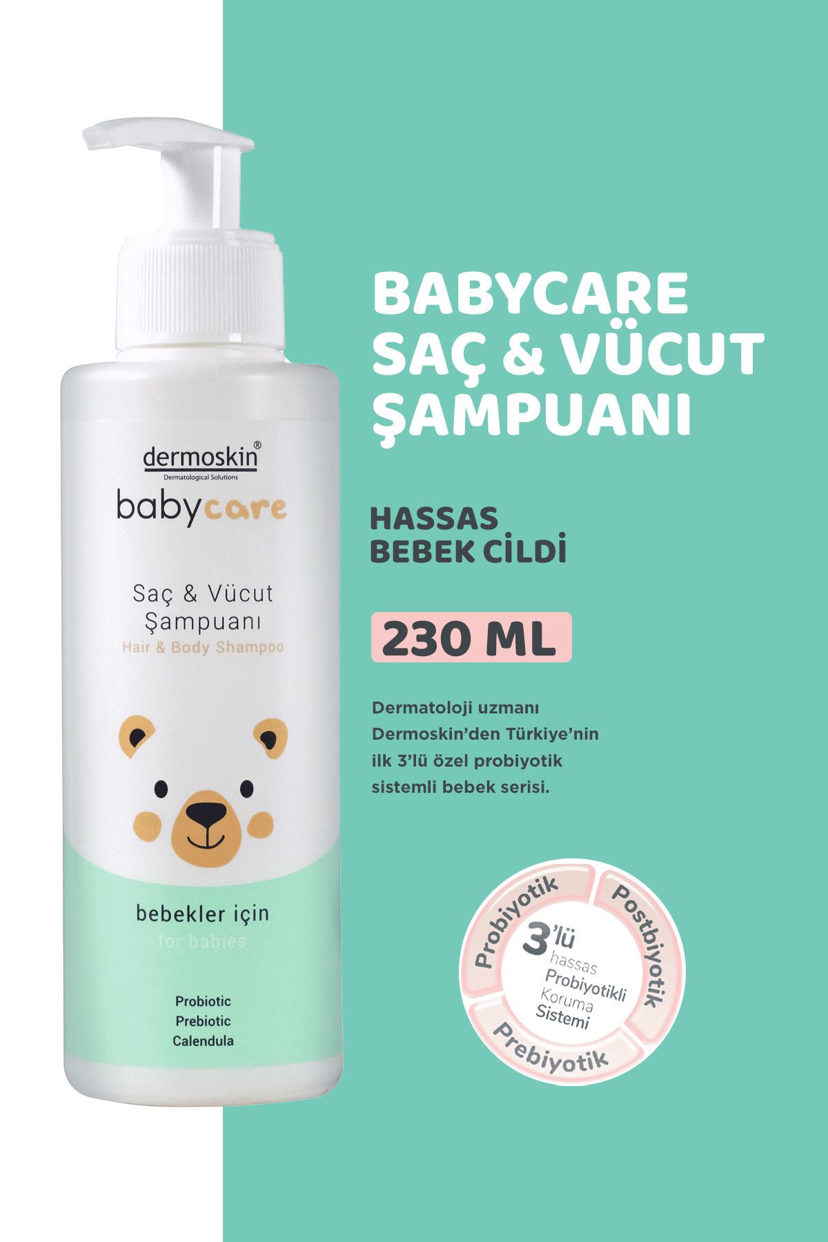 Dermoskin Bebek Saç ve Vücut Şampuanı 230 ml