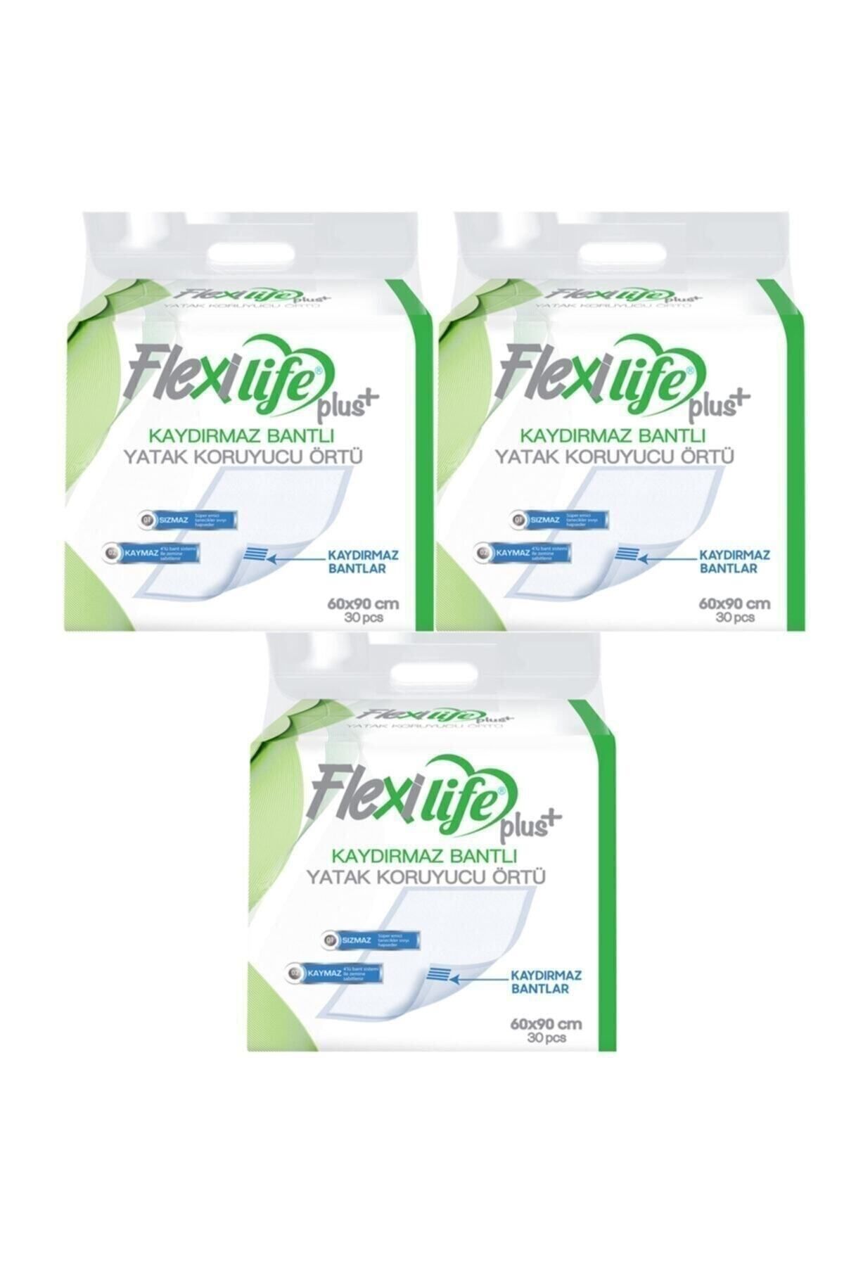 Flexi Life Flexilifeplus Hasta Altı Bezi Kaydırmaz Bantlı Yatak Koruyucu Örtü 60x90 Cm 30 Lu 3 Paket