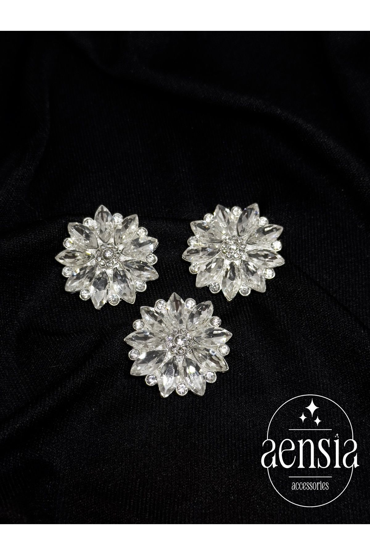 aensia Gümüş Taşlı Çiçek Model Metal Düğme Kaban Ceket Düğme Özel Tasarım Pinterest Düğmesi 2,79 CM - 3Lü