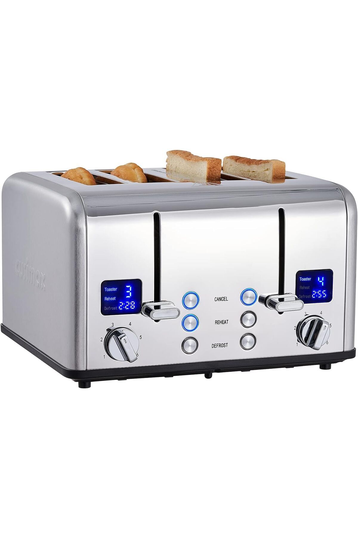 CUSIMAX 4 Dilimli Ekmek Kızartma Makinesi, Paslanmaz Çelik ,LED Ekran, 6 Seviye