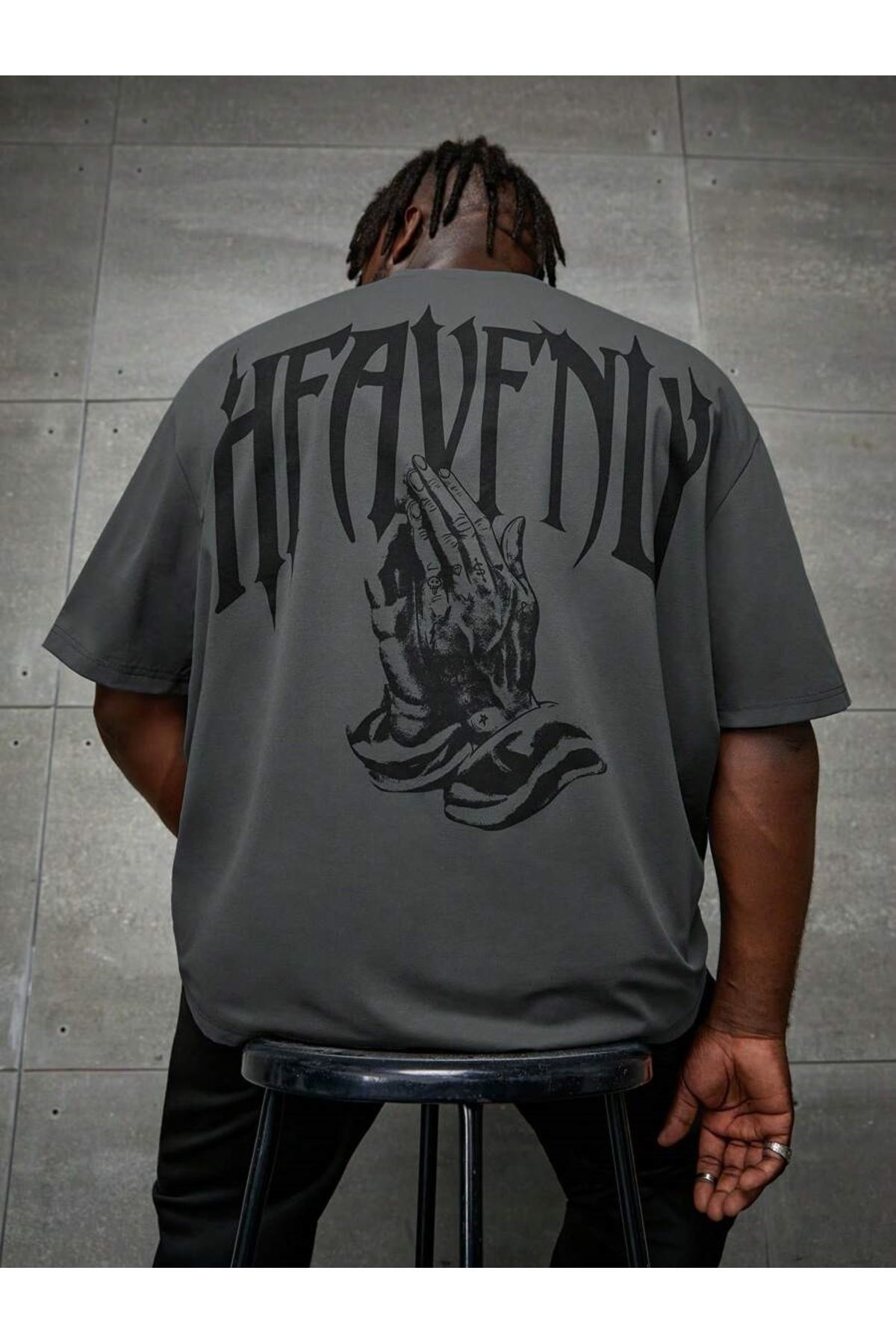 MOONBULL Erkek Heavenly Sırt Baskılı Oversize T-shirt