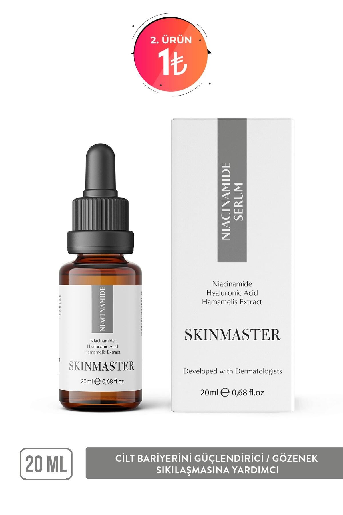SkinMaster Cilt Bariyerini Güçlendirici Sebum Üretimini Dengeleyici Niacinamide Serum ( Niacinamide %5 + Ha )