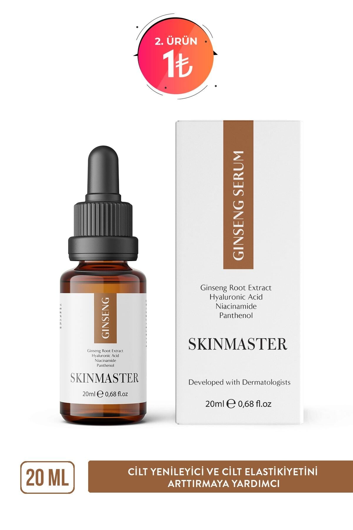 SkinMaster Cilt Yenilenmesine Ve Tazelenmesine Yardımcı Ginseng Serum ( Ginseng Özü %5 + Niacinamide + Ha)