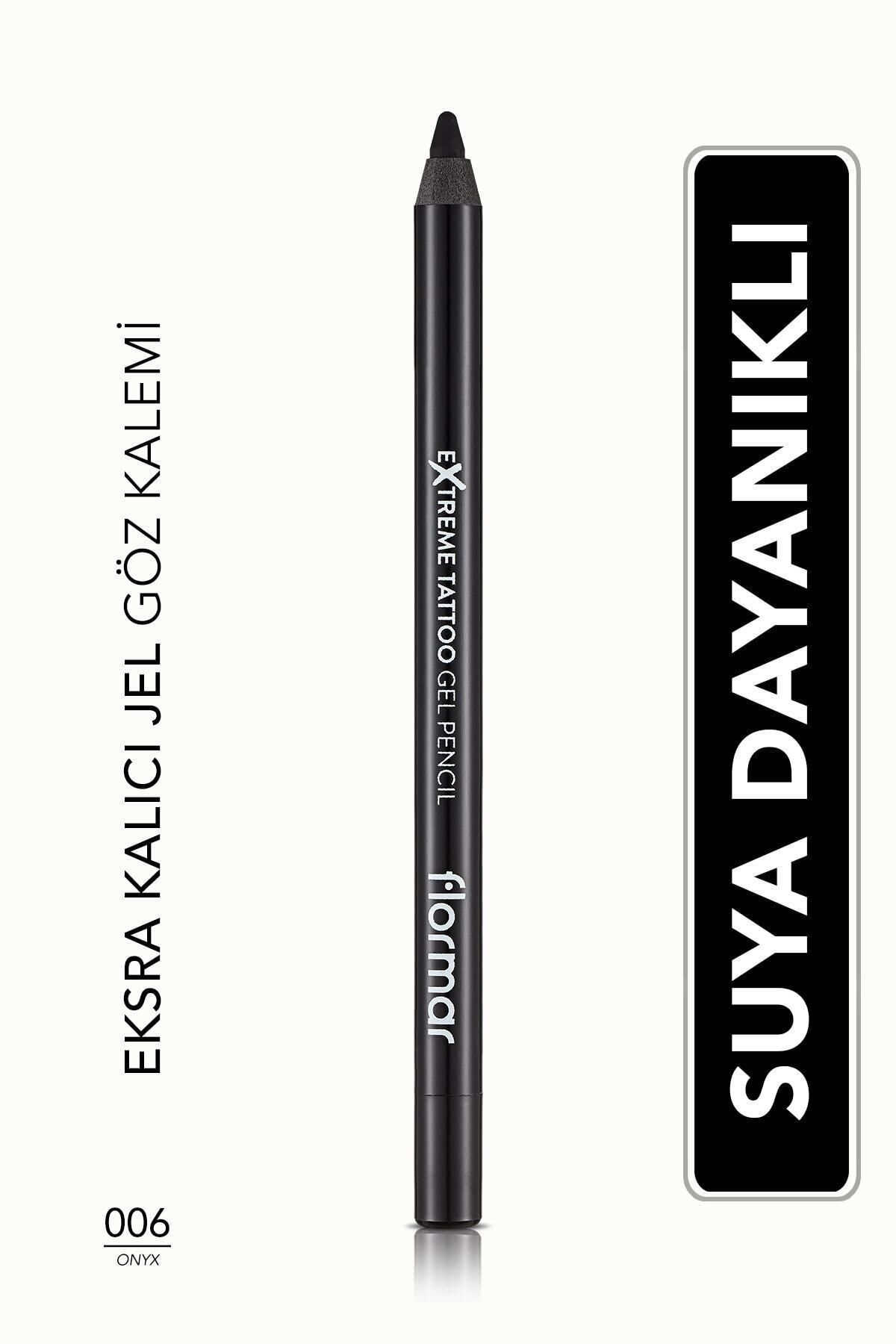 Flormar Waterproof Gel Eye Pencil (BLACK) - Extreme Tattoo Gel Pencil - 006 Onyx -