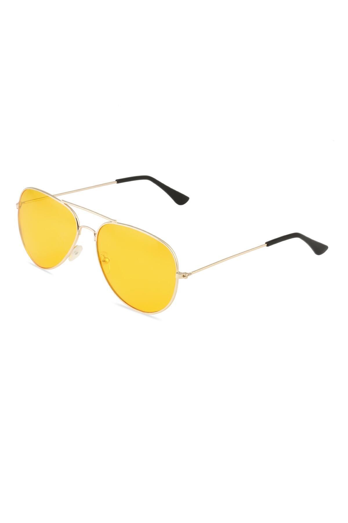 TomyHelf Damla Tasarım Gold Çerçeve Gece Görüşlü Sarı Cam Unisex Gözlük