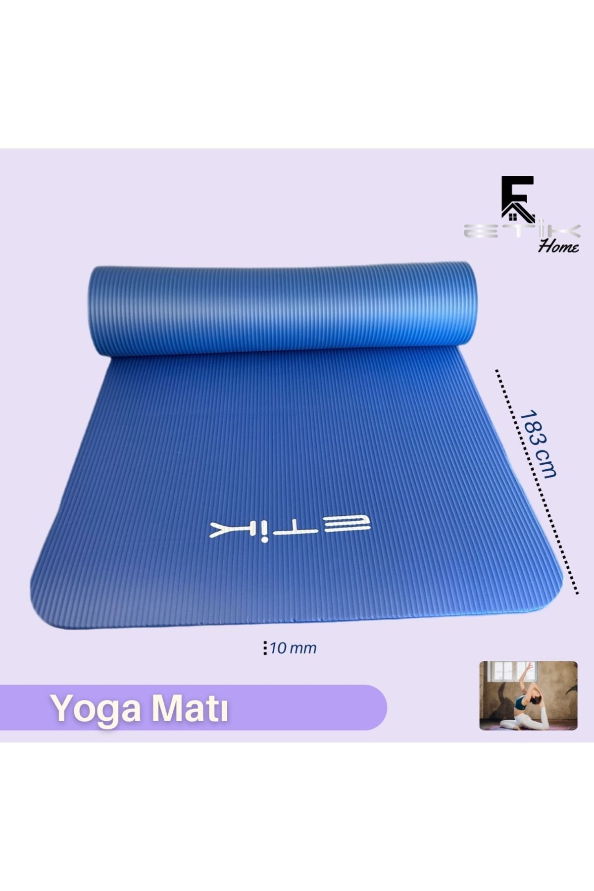 Genel Markalar Lacivert Yoga Matı 10 mm Taşıma Askılı Yoga Minderi ETK200000 var Yoga 183 x 61 cm 10 mm Tek Ebat