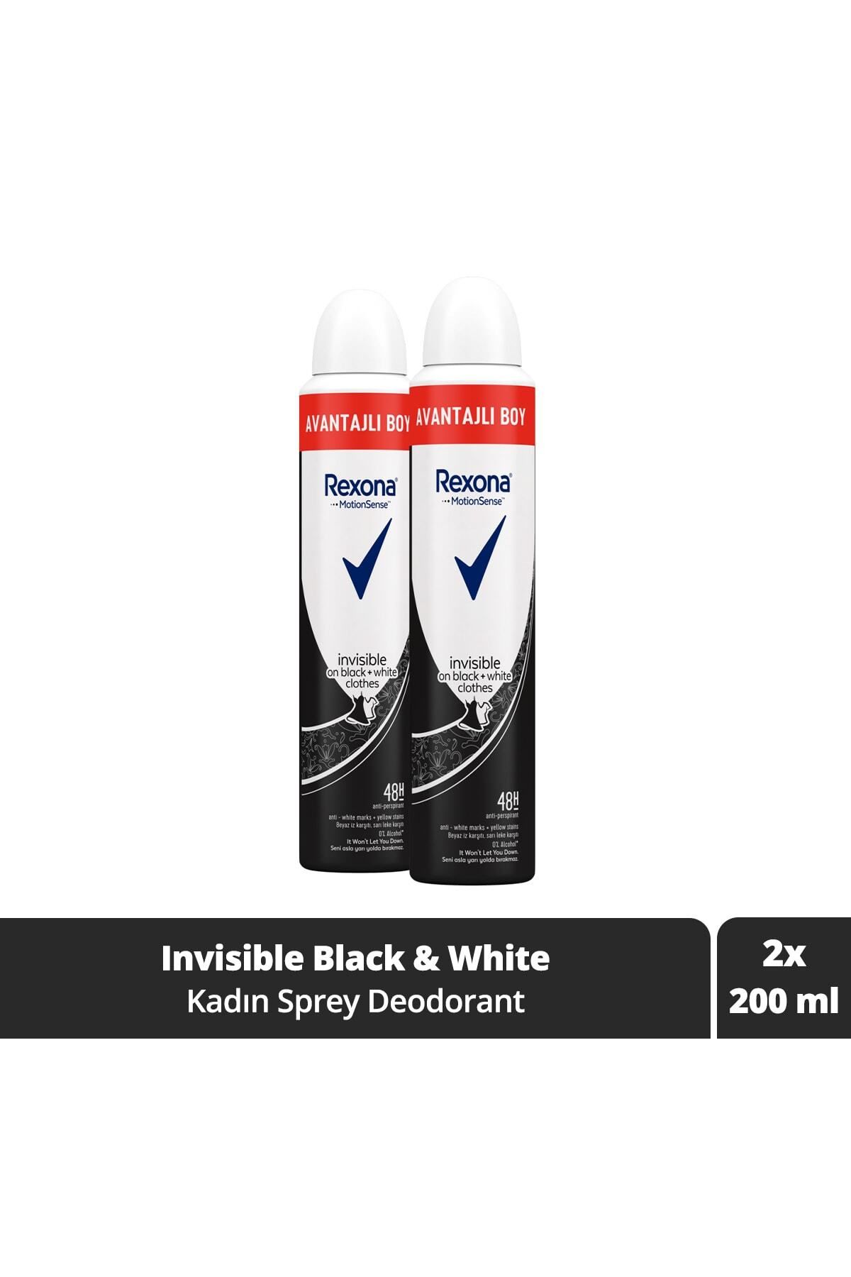 Rexona Kadın Sprey Deodorant Invisible On Black + White Clothes Avantajlı Boy 200 ml x2 Adet