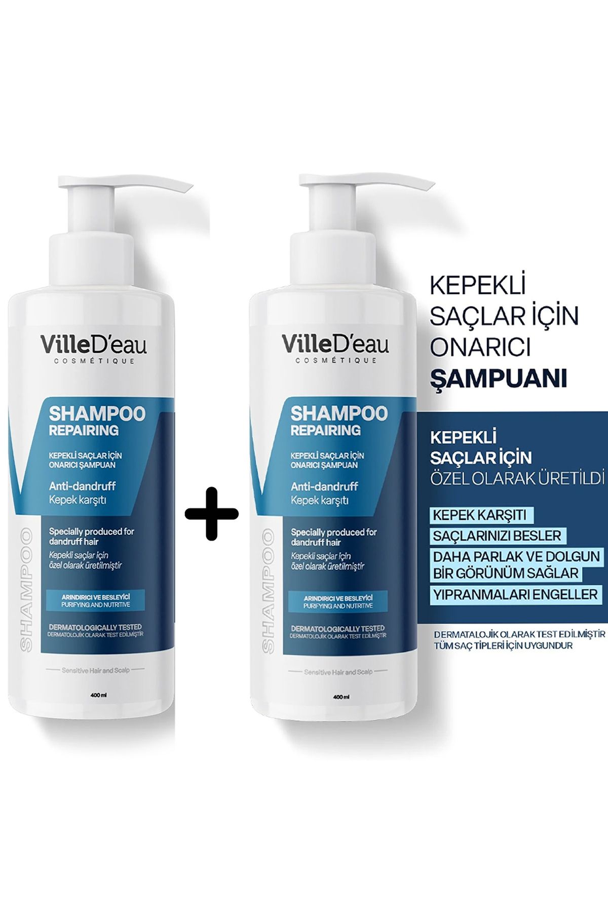 VilleD'eau 2 Adet Kepekli Ve Egzamalı Saçlar Için Onarıcı - Arındırıcı Ve Besleyici Şampuan 400ml