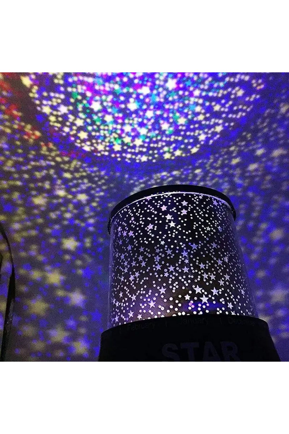 Genel Markalar Gece Lambası Renkli Yıldızlı Gökyüzü Projeksiyon Yansıtmalı Çocuk Bebek Odası Lamba