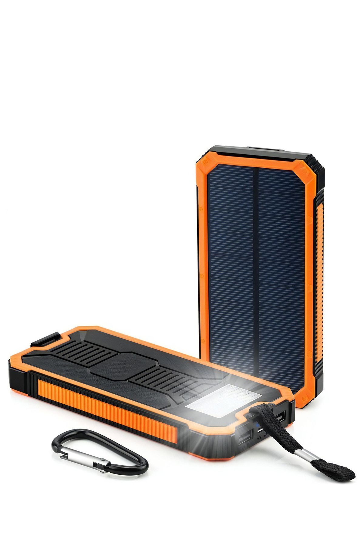 Deji Güneş Enerjili Solar Powerbank 10000 mah Led Işıklı Taşınabilir Şarj Cihazı Turuncu