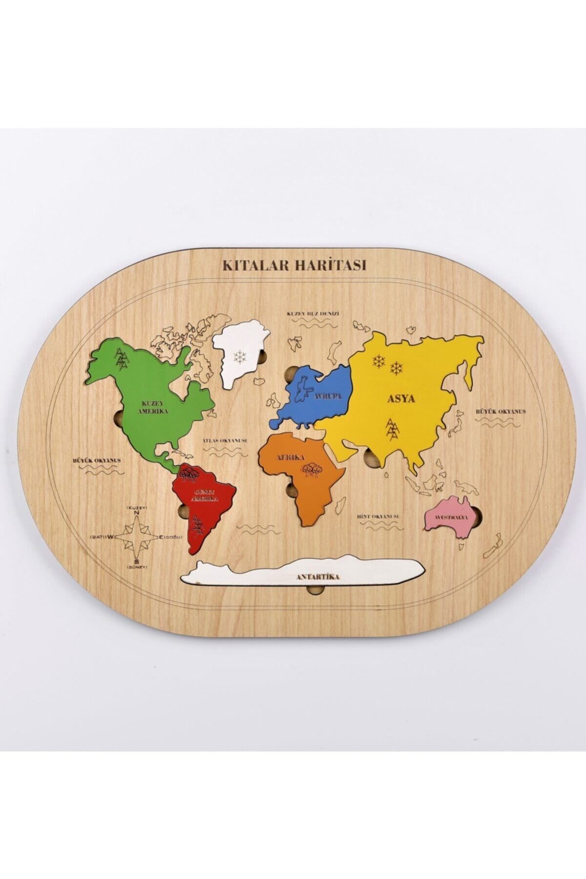 les doyen Ahşap Dünya Kıtalar Haritası Montessorie Bul Tak Puzzle