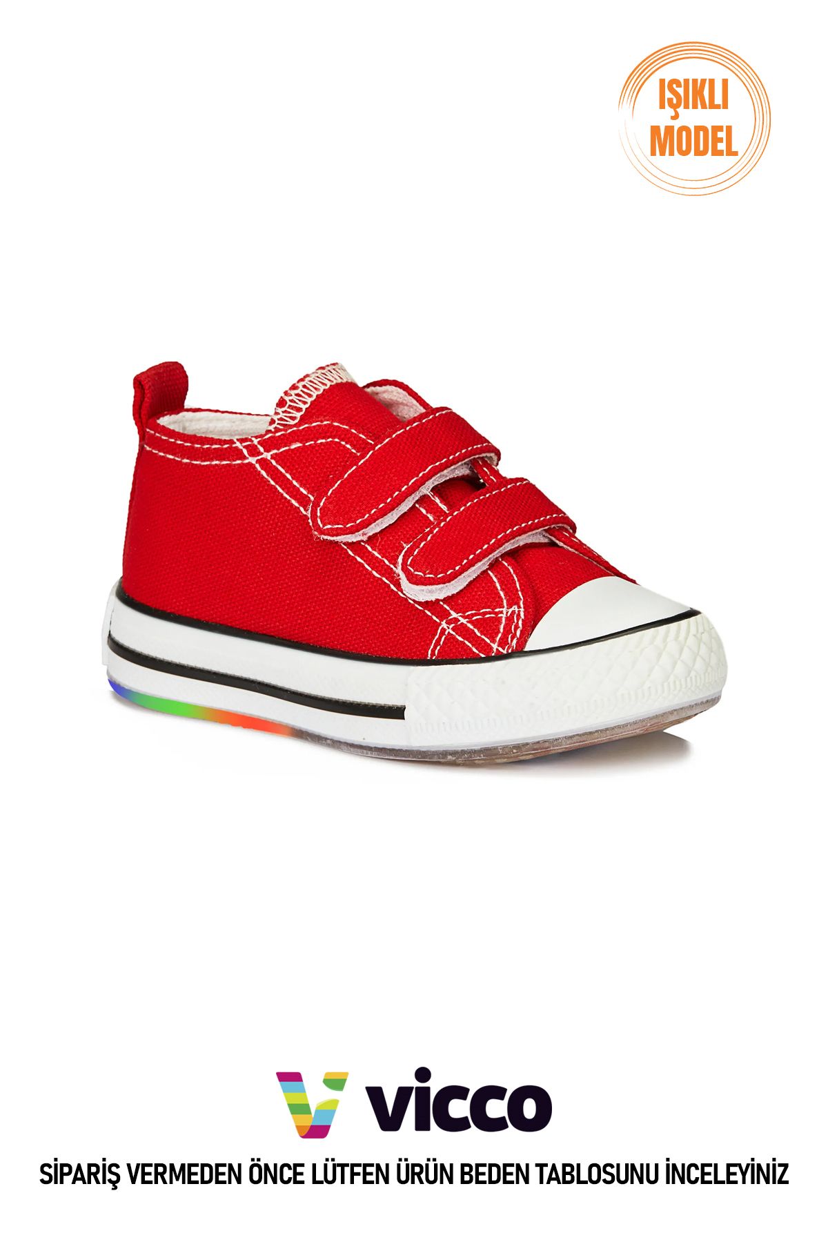 Vicco Pino Model Işıklı Unisex Bebek ve Çocuk Kırmızı Spor Ayakkabı