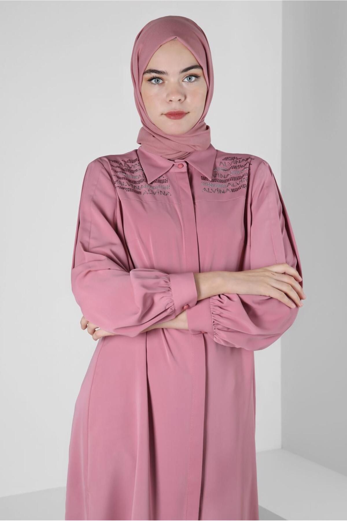 TRENDTESETTÜR KADIN PEMBE (GÜLKURUSU) KREP ŞAL T 8221