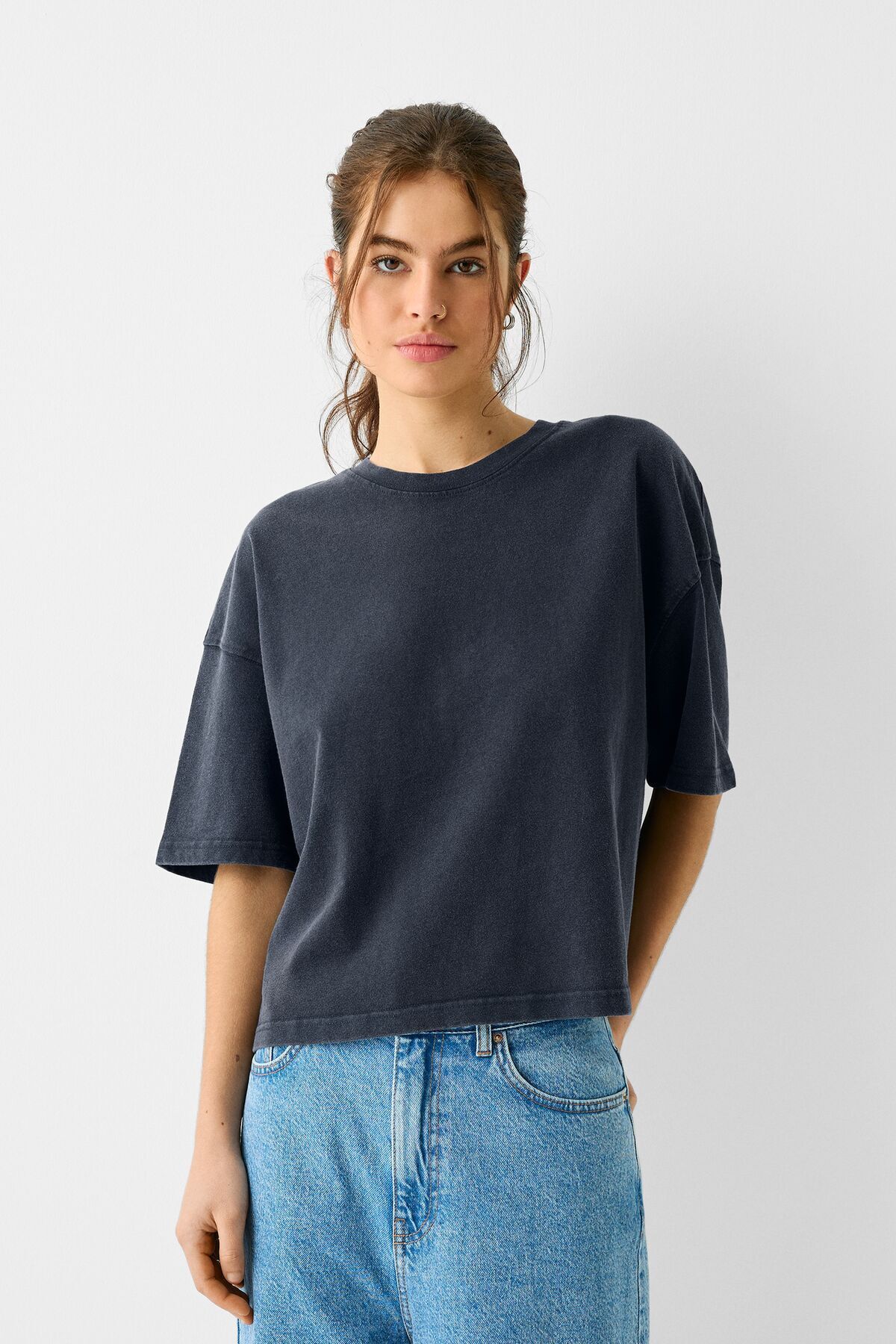 Bershka Kısa kollu boxy fit t-shirt