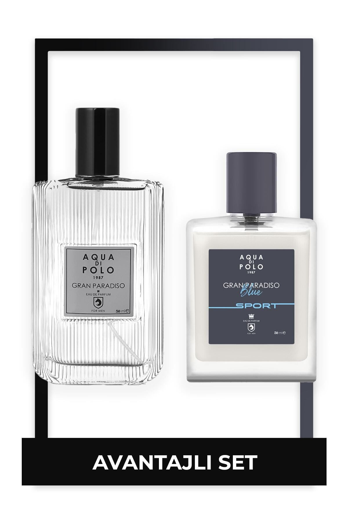 Aqua Di Polo 1987 Gran Paradiso Blue Sport 50 ml Ve Gran Paradiso 50ml Seti Erkek Parfüm Seti