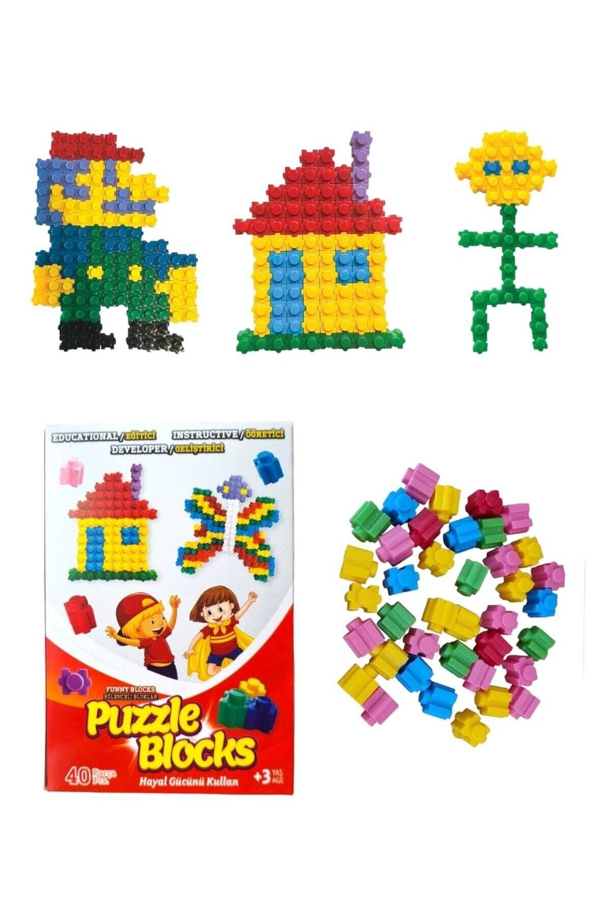 TURKAFONE Puzzle Funny Blocks 40 Parça Yapı Blokları Lego
