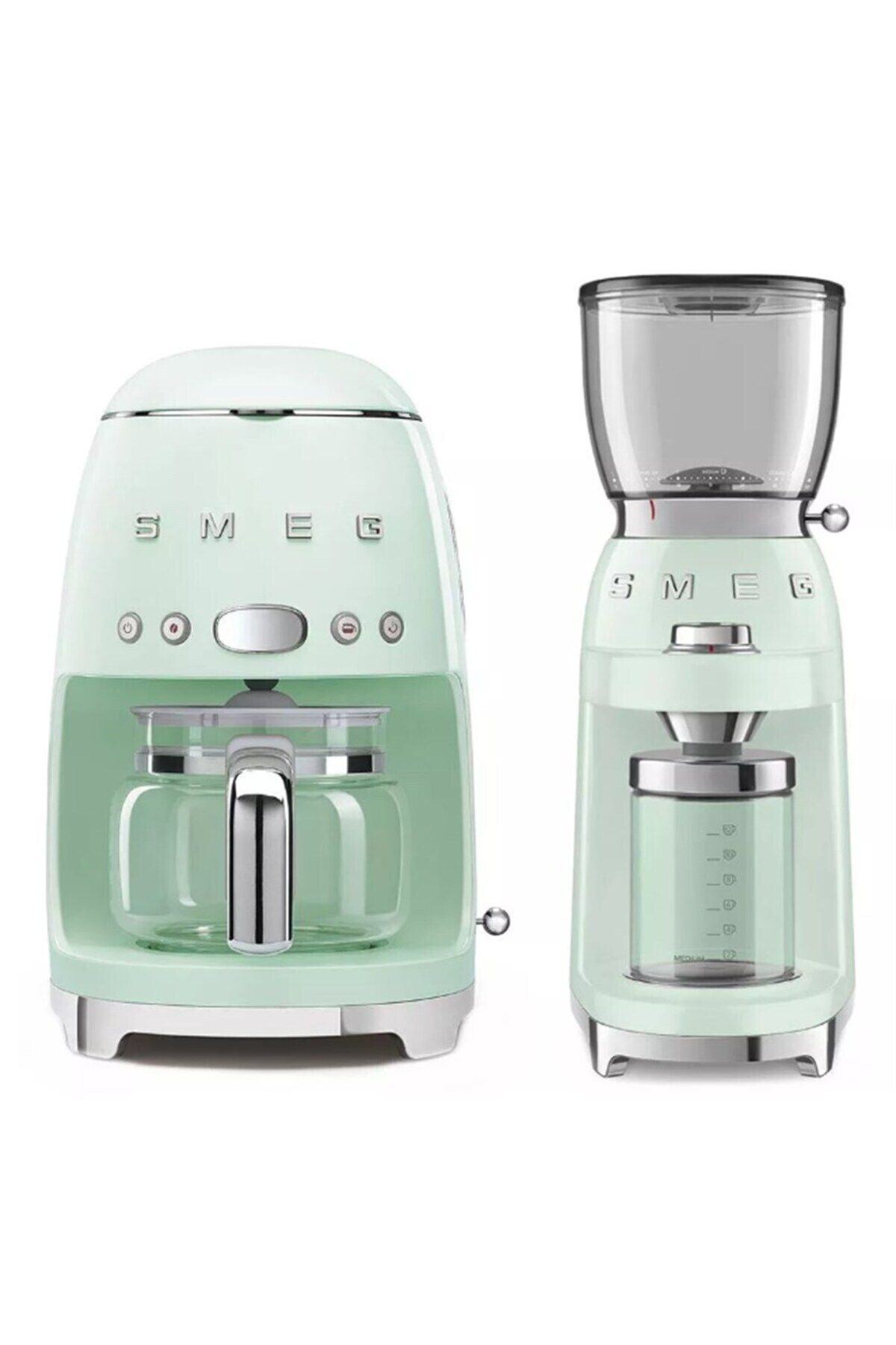 Smeg Pastel Yeşil Filtre Kahve Makinesi Ve Kahve Öğütme Makinesi Seti