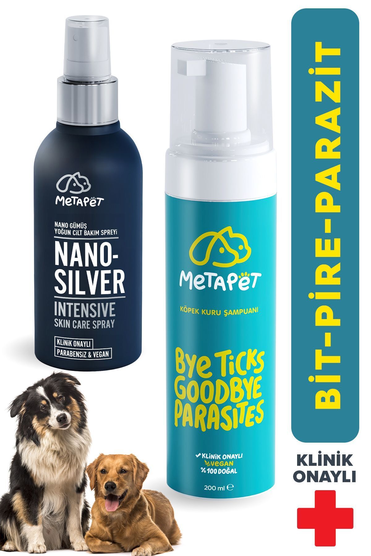 Metapet Köpek Kuru Şampuan Nano Gümüş, Bit Pire Dış Parazit Kene Uyuz Önleyici Tasması Ile Kullanılabilir