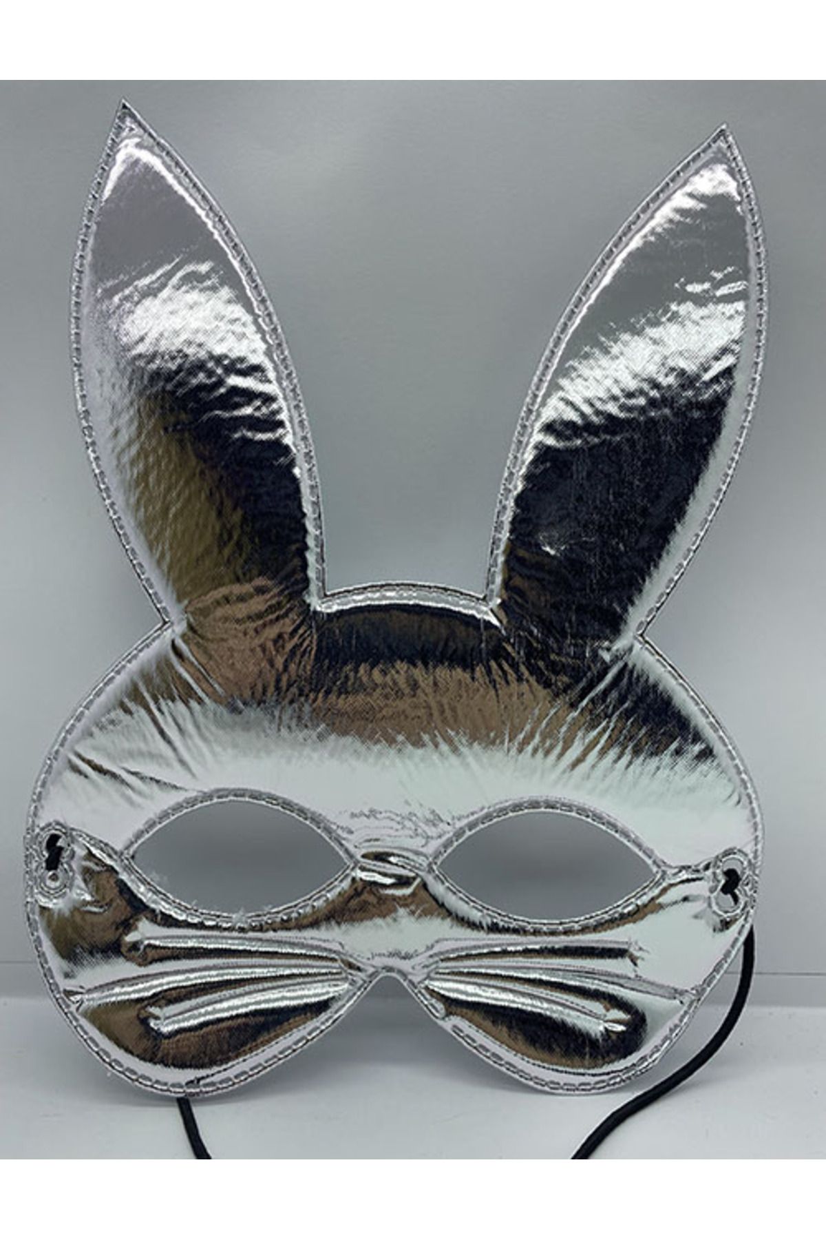 xmldünyası Gümüş Renk Kumaş Malzemeden İmal Tavşan Maskesi 25X17 cm