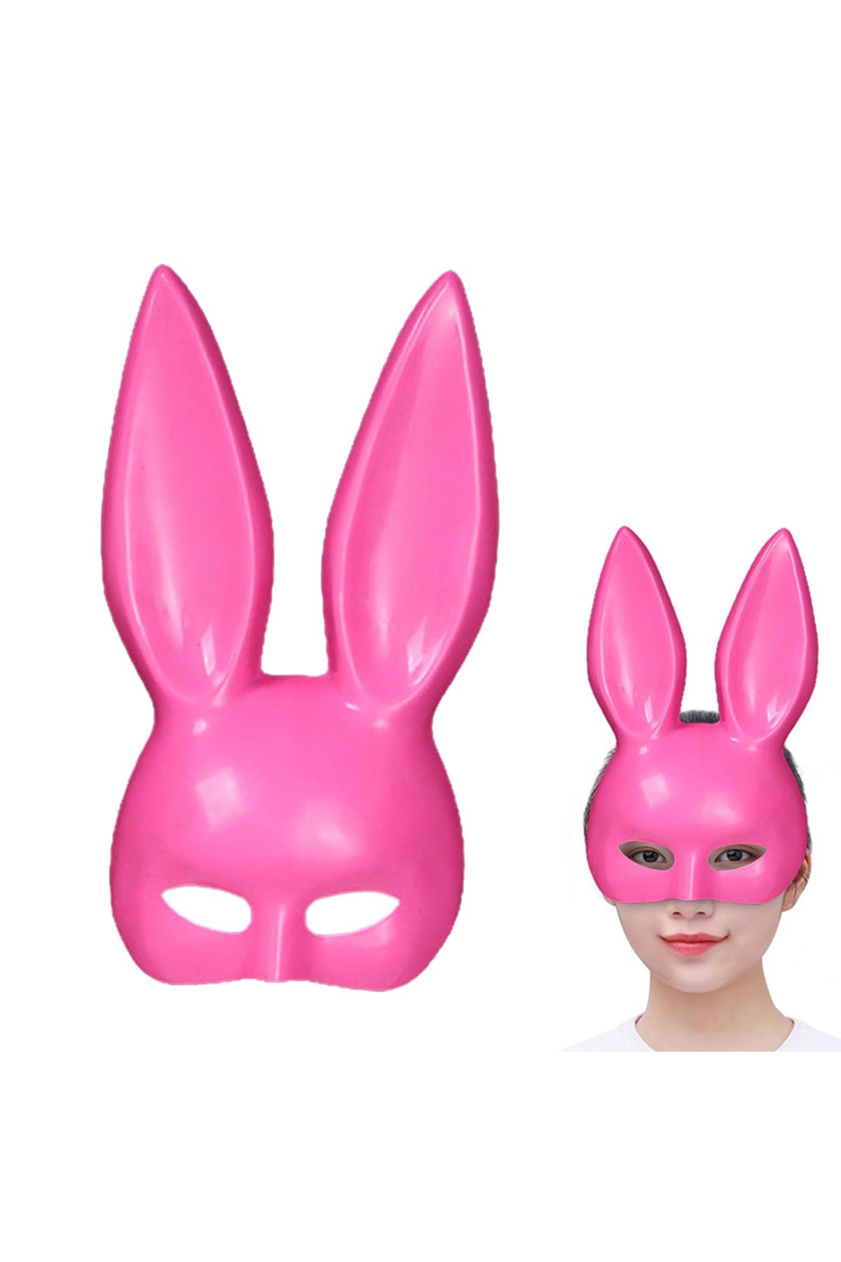 xmldünyası Pembe Renk Ekstra Lüks Uzun Tavşan Maskesi 35x16 cm