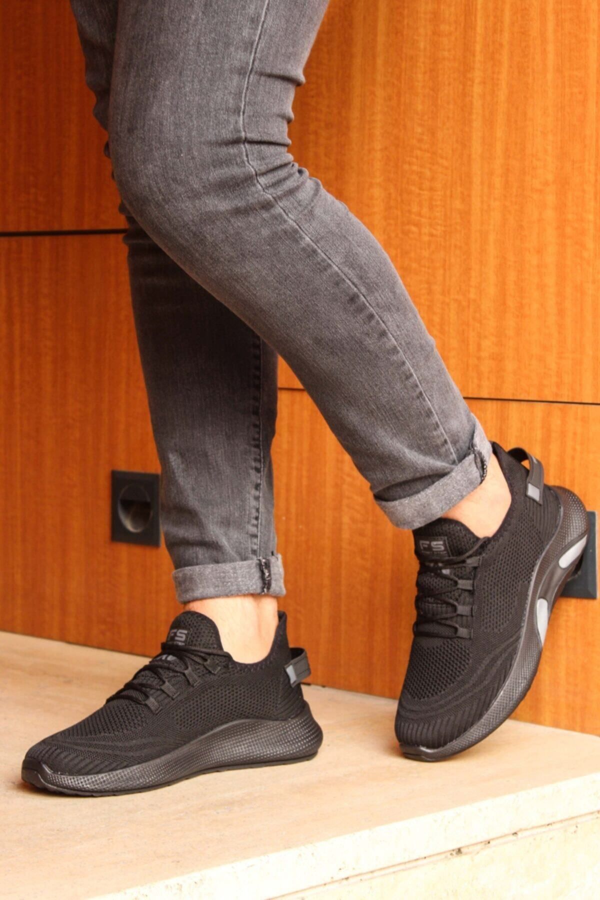 Fast Step Unisex Sneaker Günlük Rahat Esnek Spor Koşu Yürüyüş Fileli Hafif Ayakkabı Siyah 925xa44