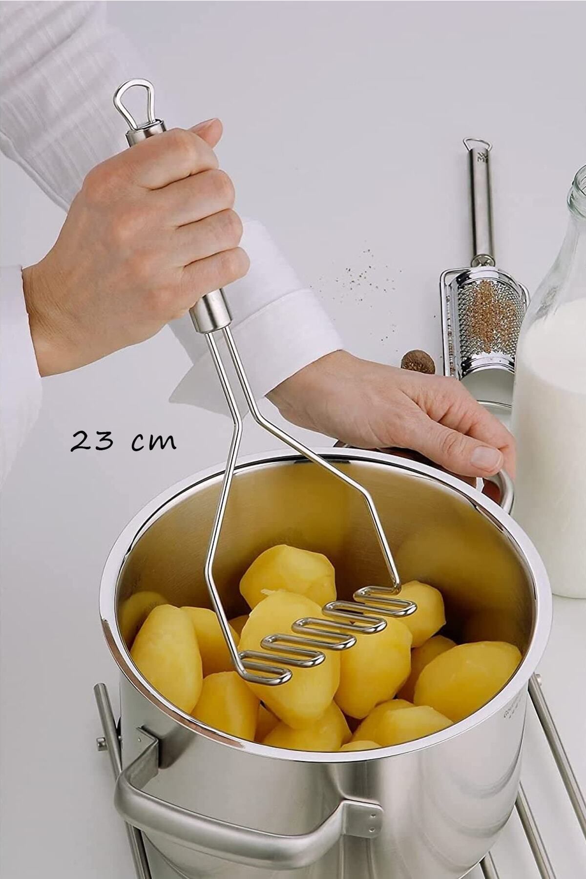 Sekiz8 Paslanmaz Metal Patates Ezici | Pratik Püre Yapıcı 23cm |