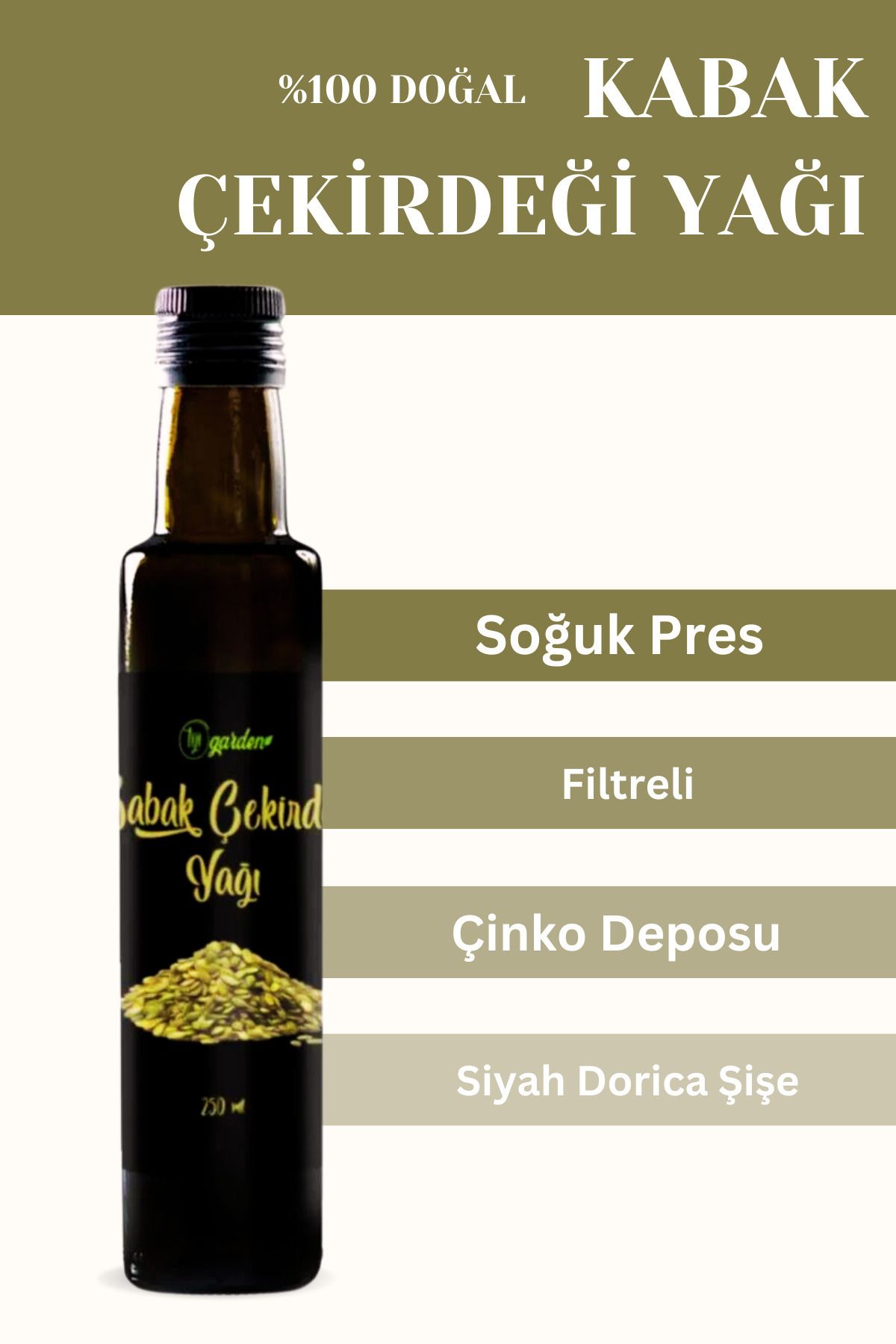 Tiji Garden Kabak Çekirdeği Yağı 250 ml Soğuk Pres %100 Doğal