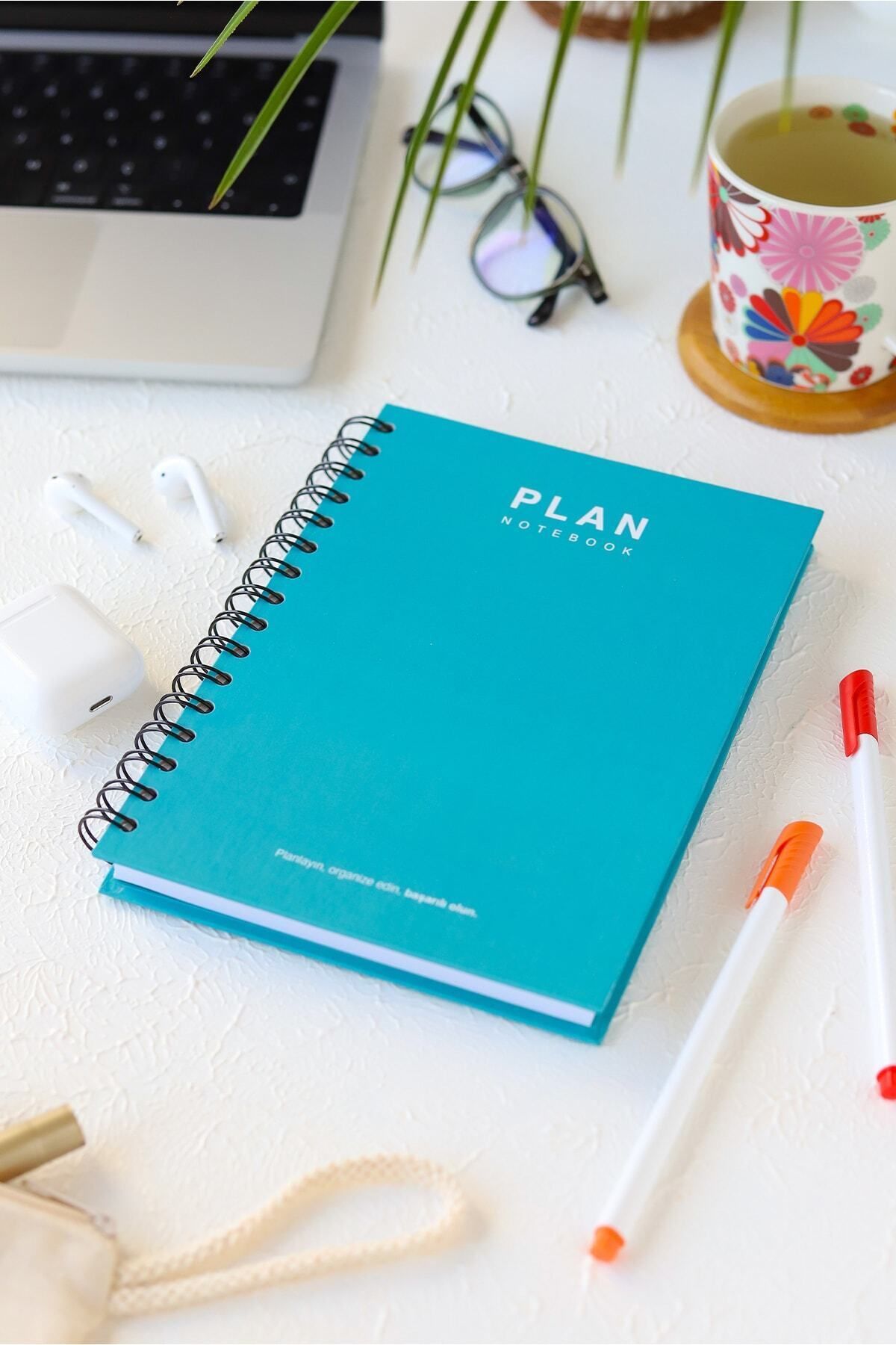 Deep Notebook Süresiz Planlayıcı Ajanda A5 Spiralli Turkuaz Renk Klasik Tasarım