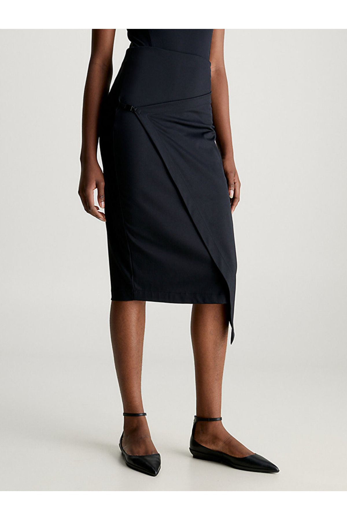 Calvin Klein Stretch Jersey Midi Wrap Skirt