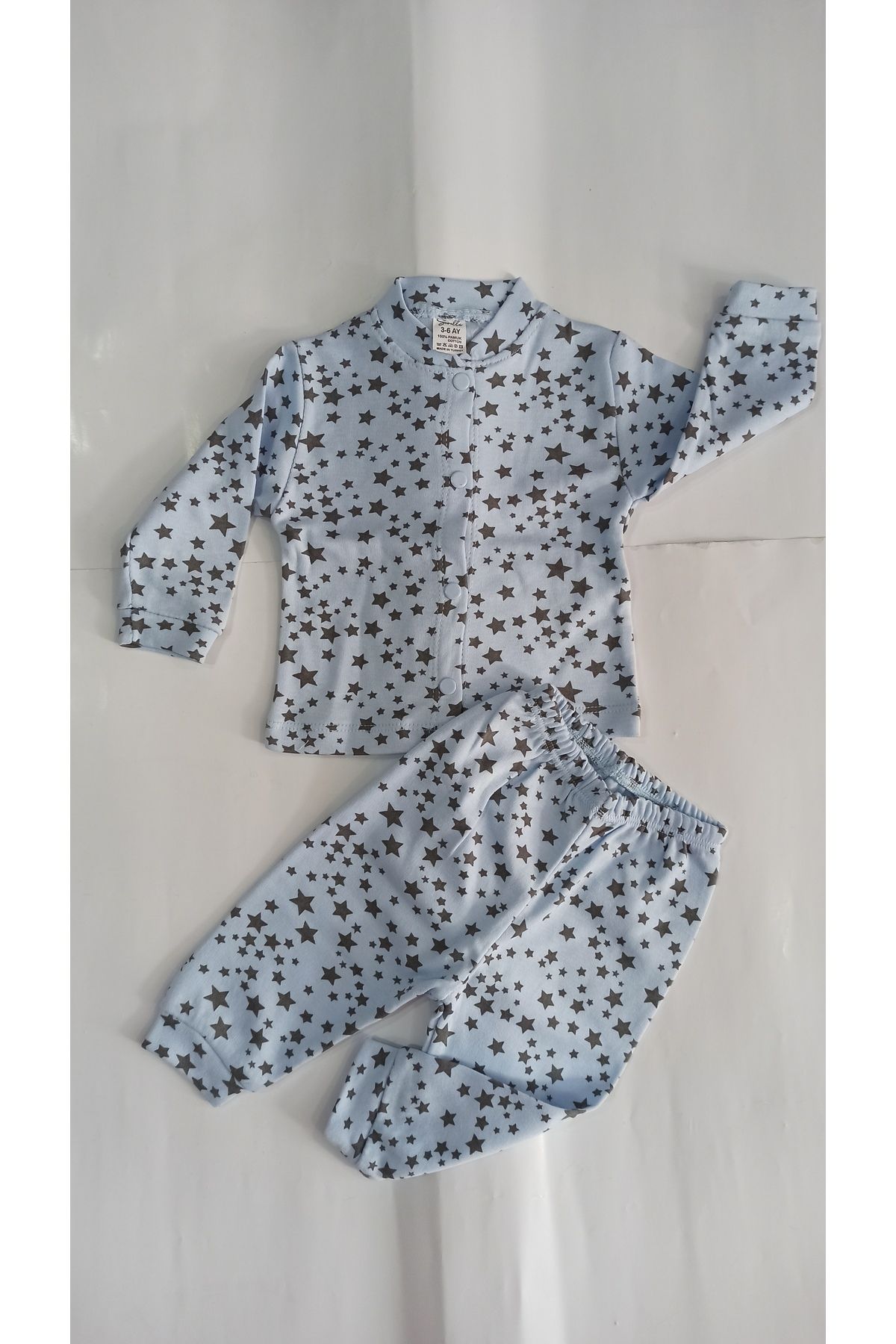 Sevilla Yıldız desenli önden çıtçıtlı bebek pijama