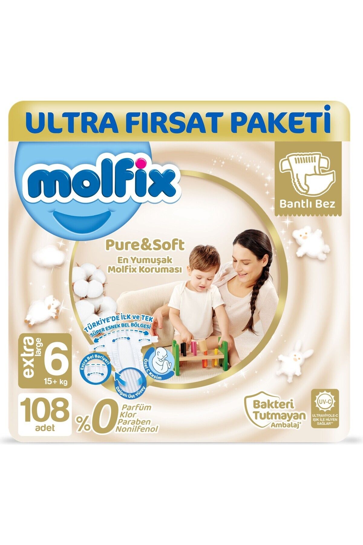 Molfix Pure & Soft Bebek Bezi X-large 6 No 54 Lü X 2 Adet