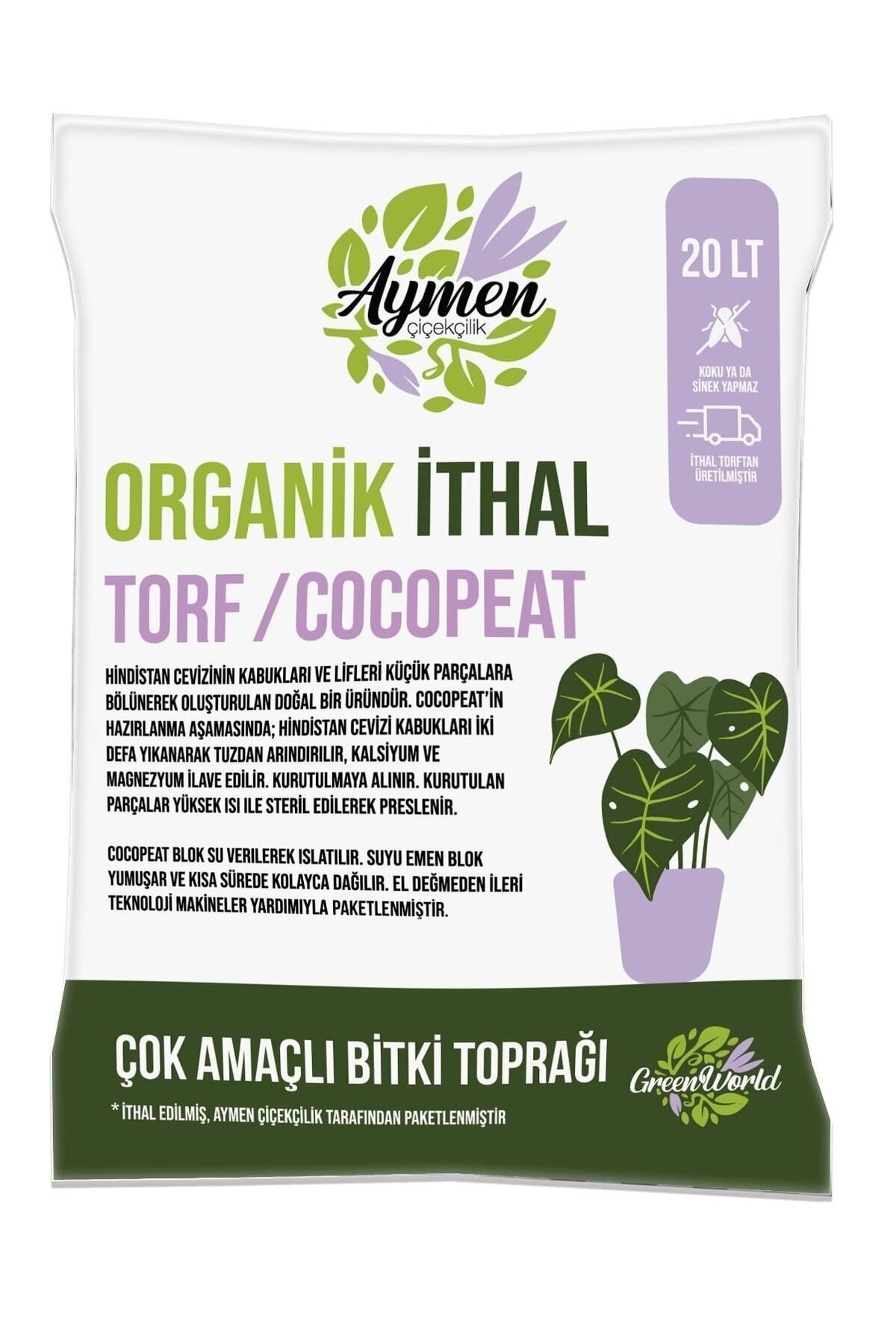 Aymen Çiçekçilik 20 Litre Ithal Torf Cocopeat Özel Karışım Saksı Harcı Bitki Toprağı - Kokopit