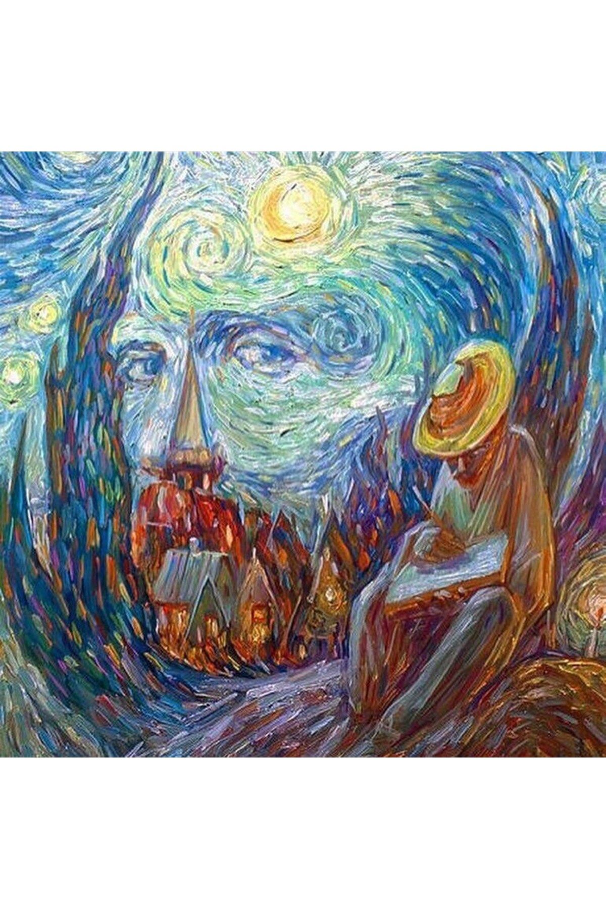 MARCEL SANAT Van Gogh Ve Yıldızlı Gece Elmas Mozaik Tablo 58x58cm