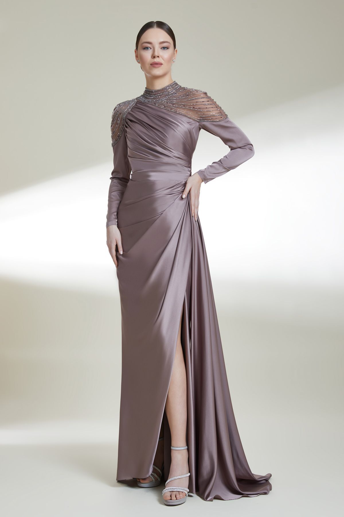 Kenzel Abiye Elbise-9006-Kahverengi