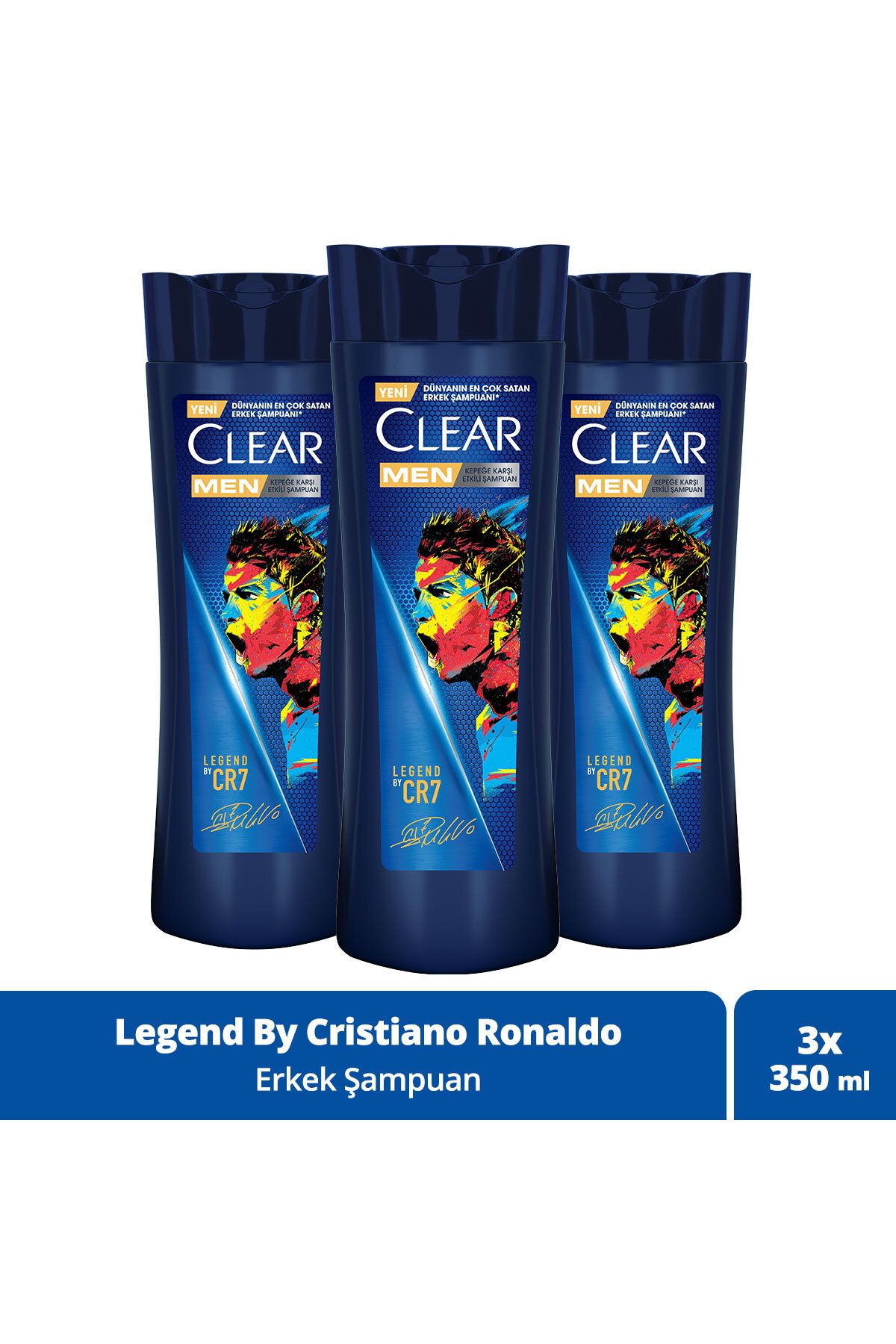 Clear Men Kepeğe Karşı Etkili Şampuan Legend By Cr7 350 ml X 3