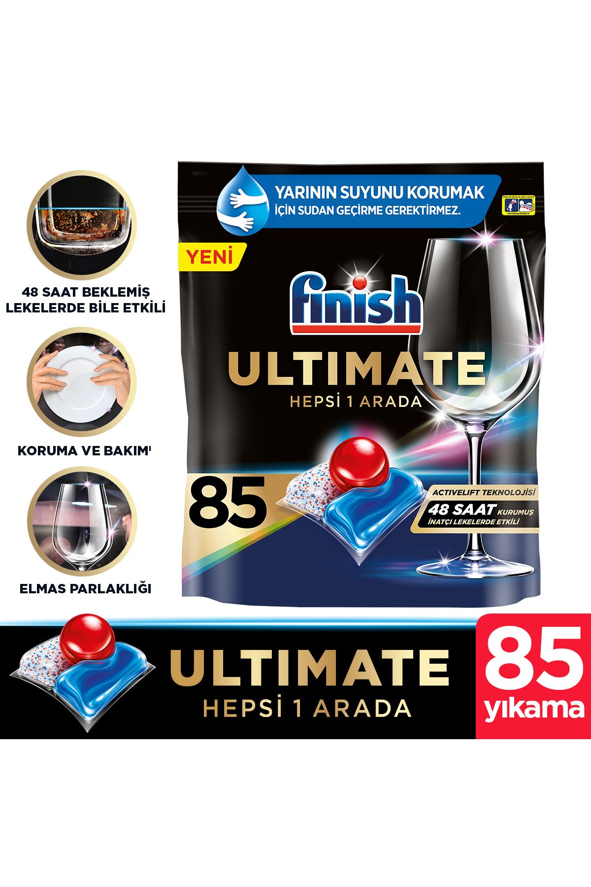 Finish Ultimate Hepsi Bir Arada 85 Kapsül Bulaşık Makinesi Deterjanı Tableti