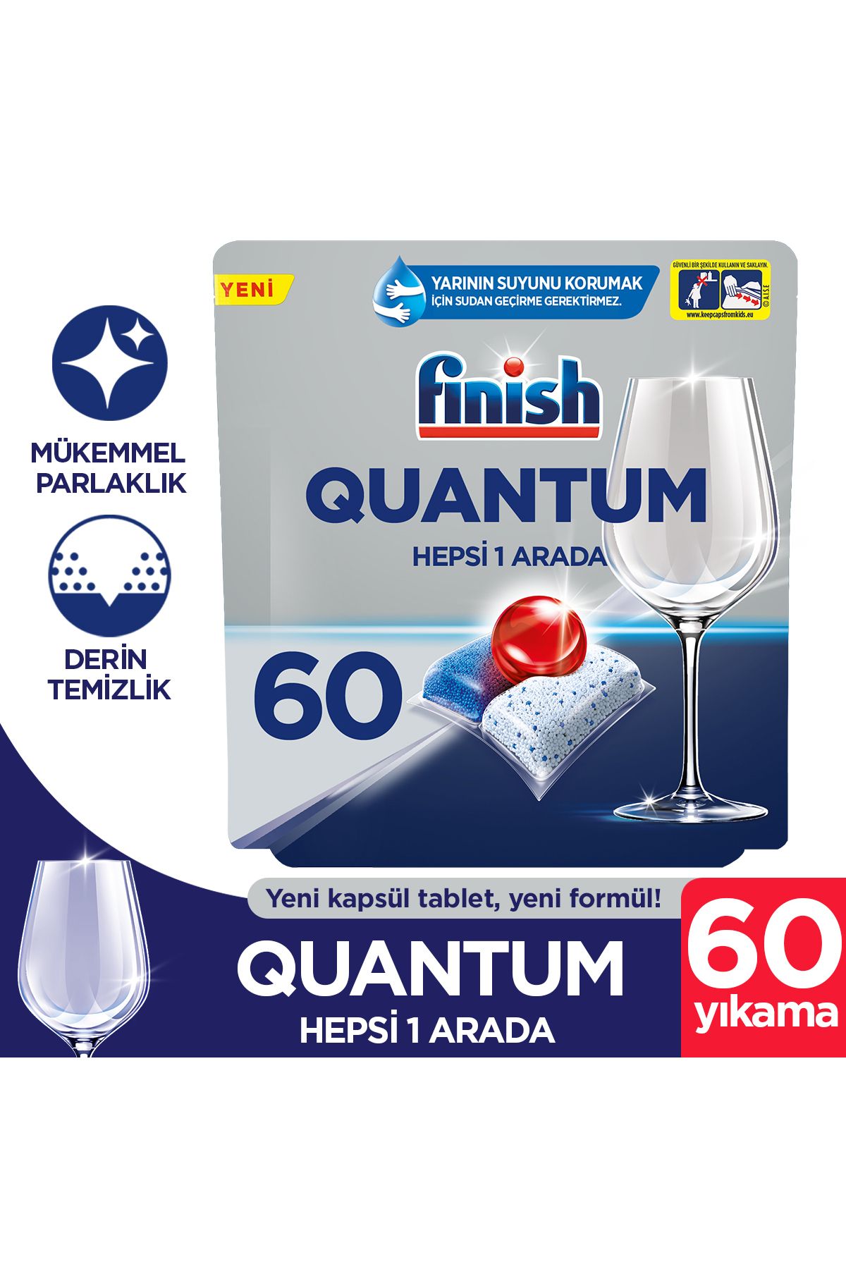 Finish Quantum Hepsi Bir Arada 60 Kapsül Bulaşık Makinesi Deterjanı Tableti (60 x 1)