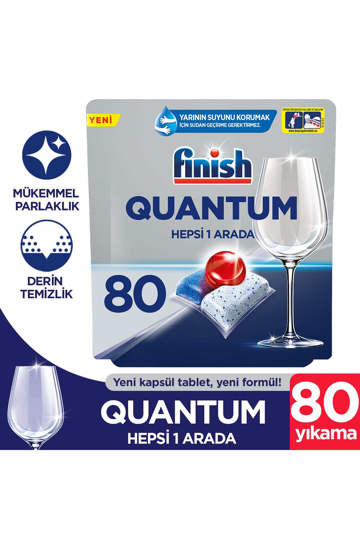 Finish Quantum Hepsi Bir Arada 80 Kapsül Bulaşık Makinesi Deterjanı Tableti