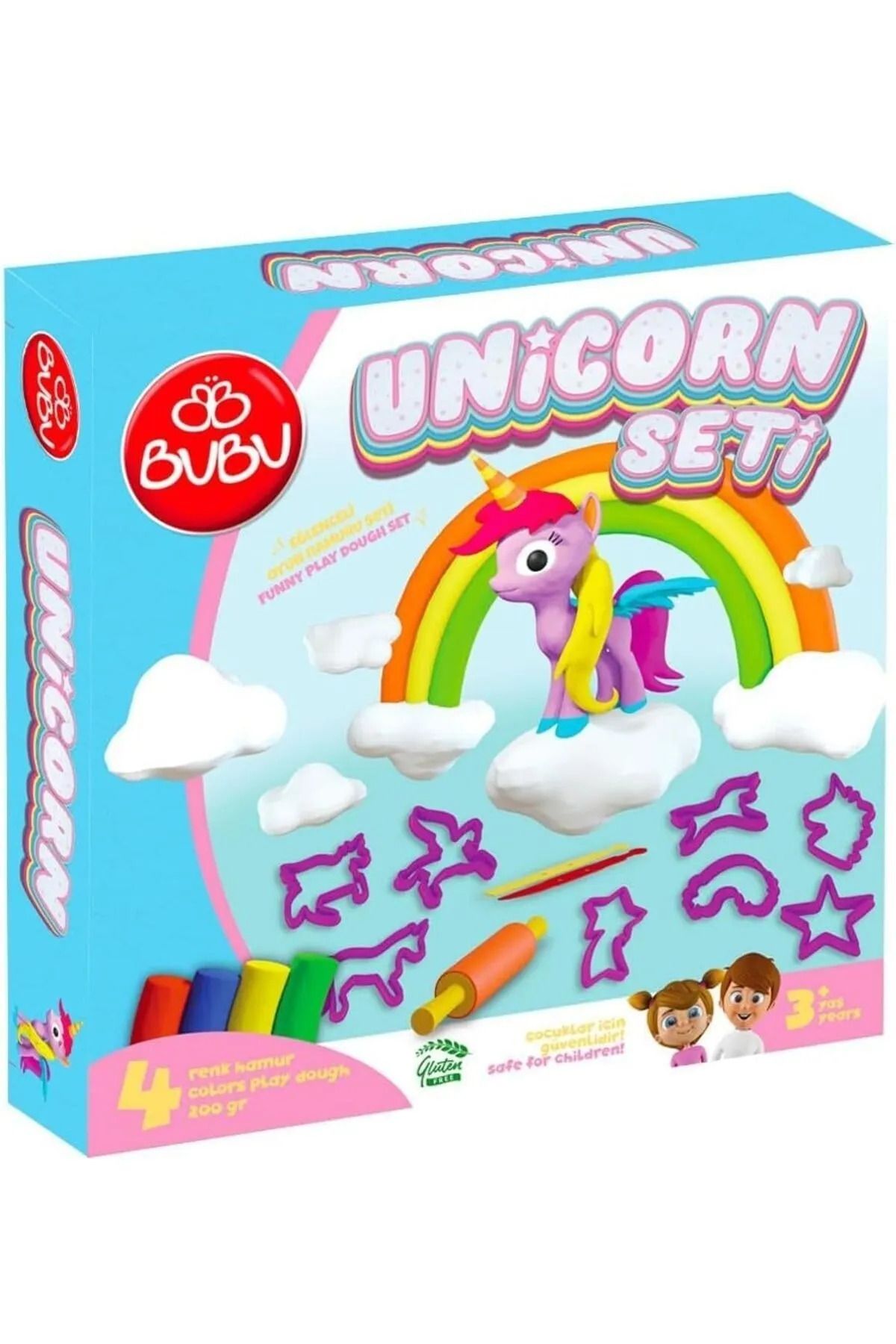Bubu Bu-Bu Unicorn 4 Renk 8 Parça Oyun Hamuru Seti